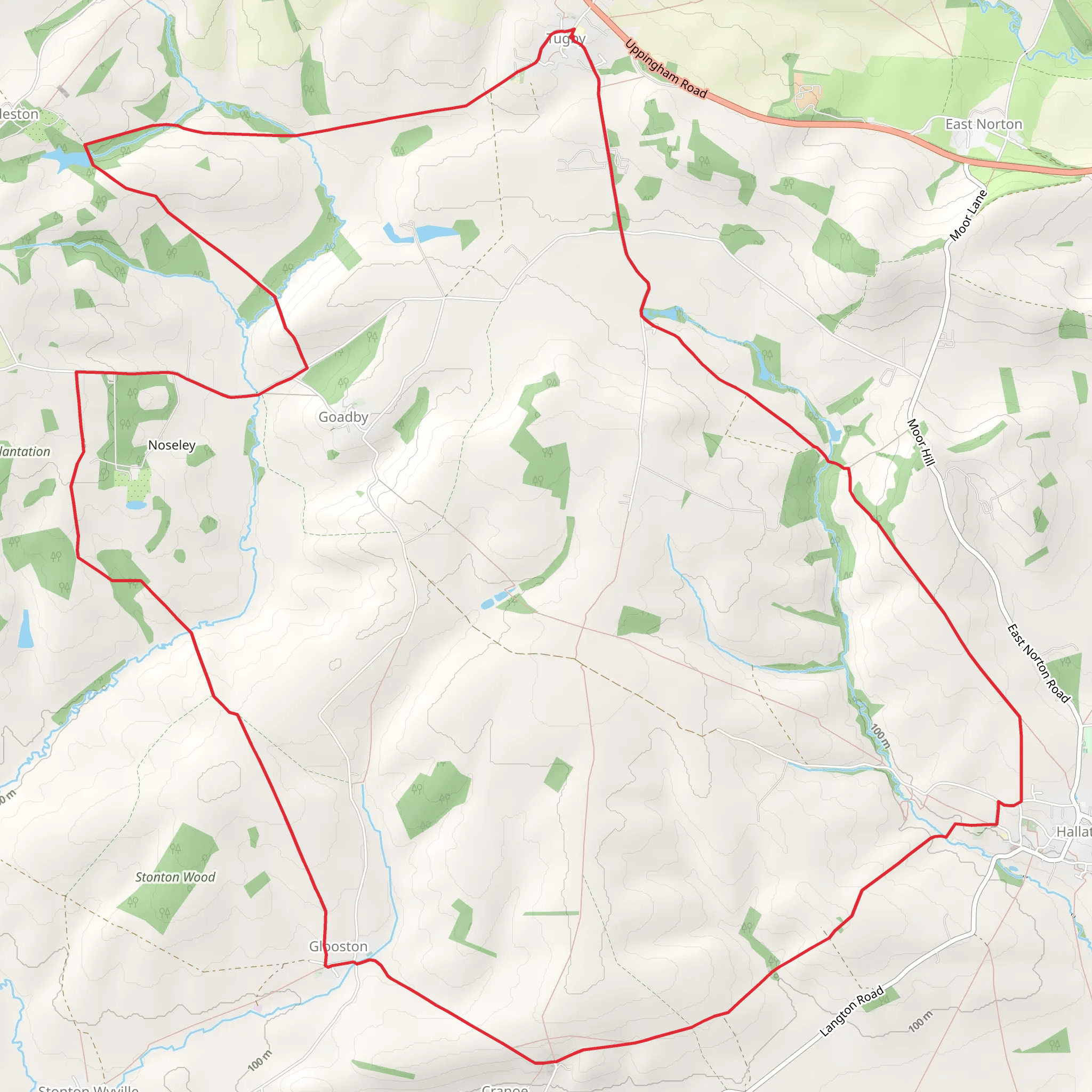 Hallaton - Glooston and Rolleston from Tugby mobile static map
