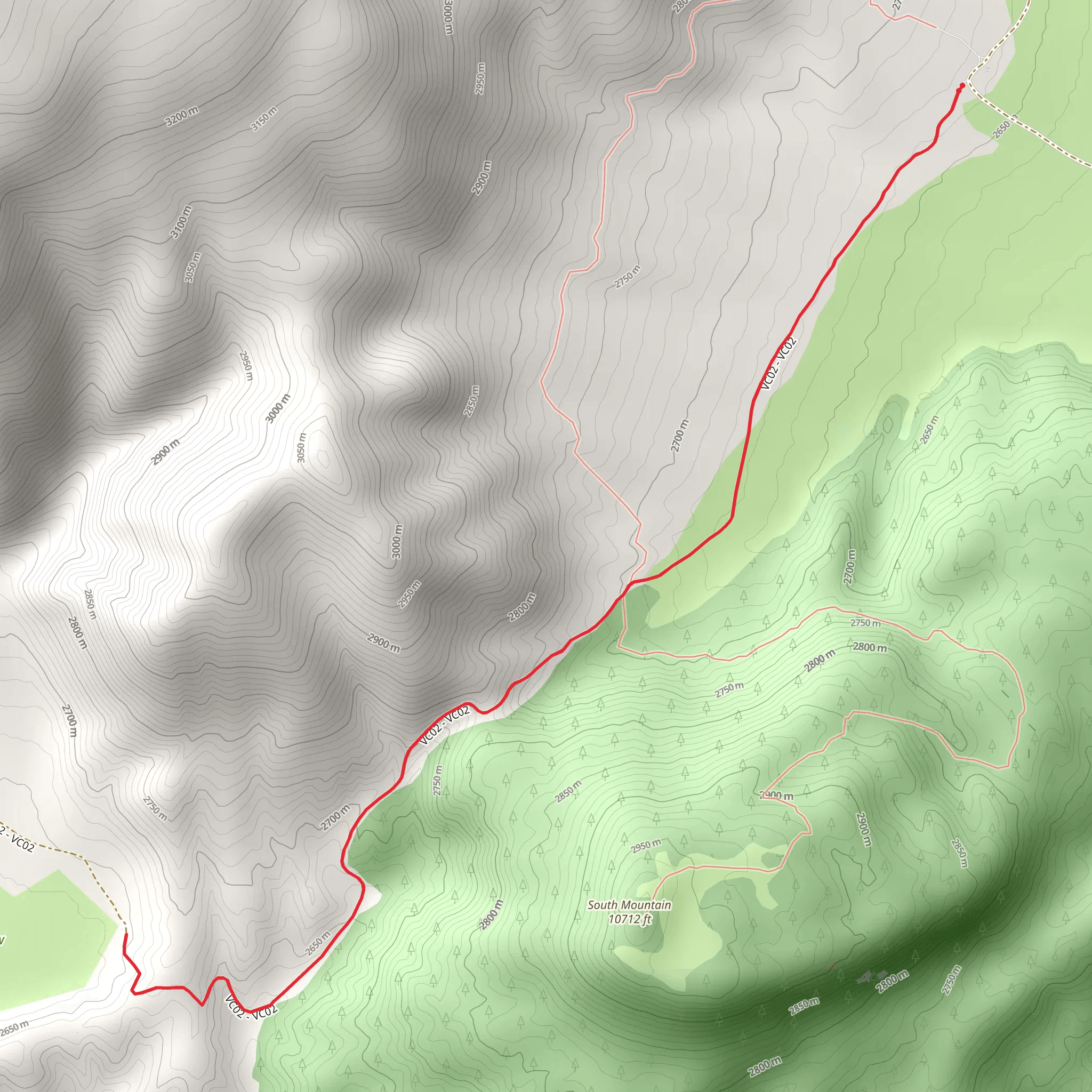 El Cajete Meadow Out and Back mobile static map