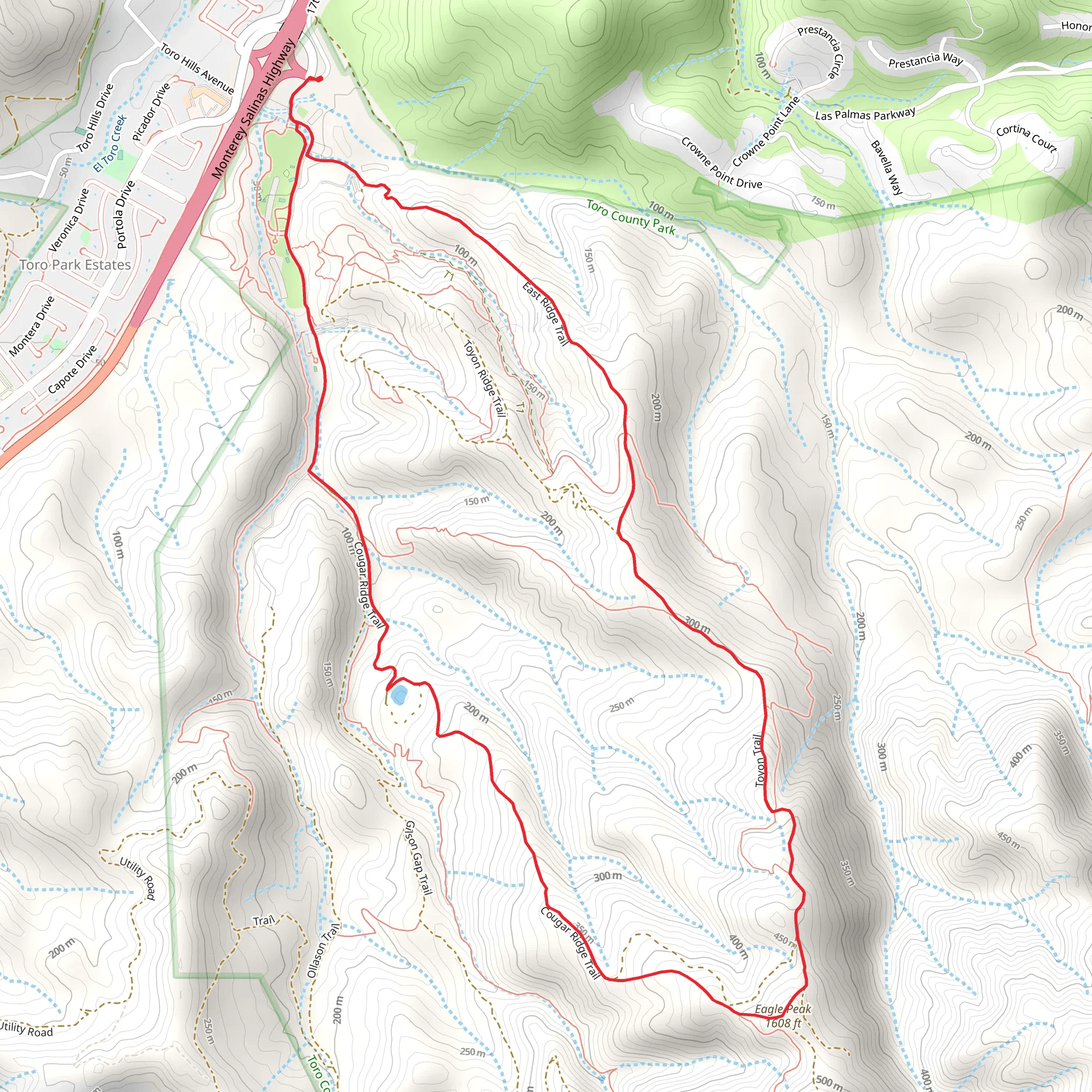 East Ridge and Cougar Ridge Loop Trail mobile static map
