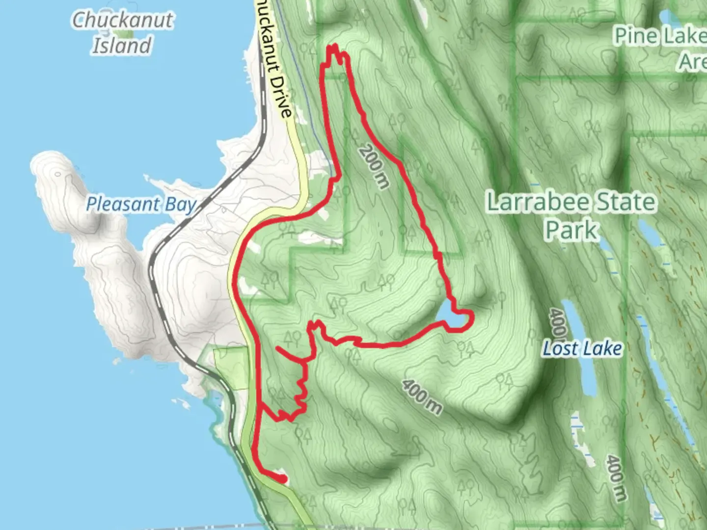 An image depicting the trail Interurban Trail and Two Dollar Trail and its surrounding area.
