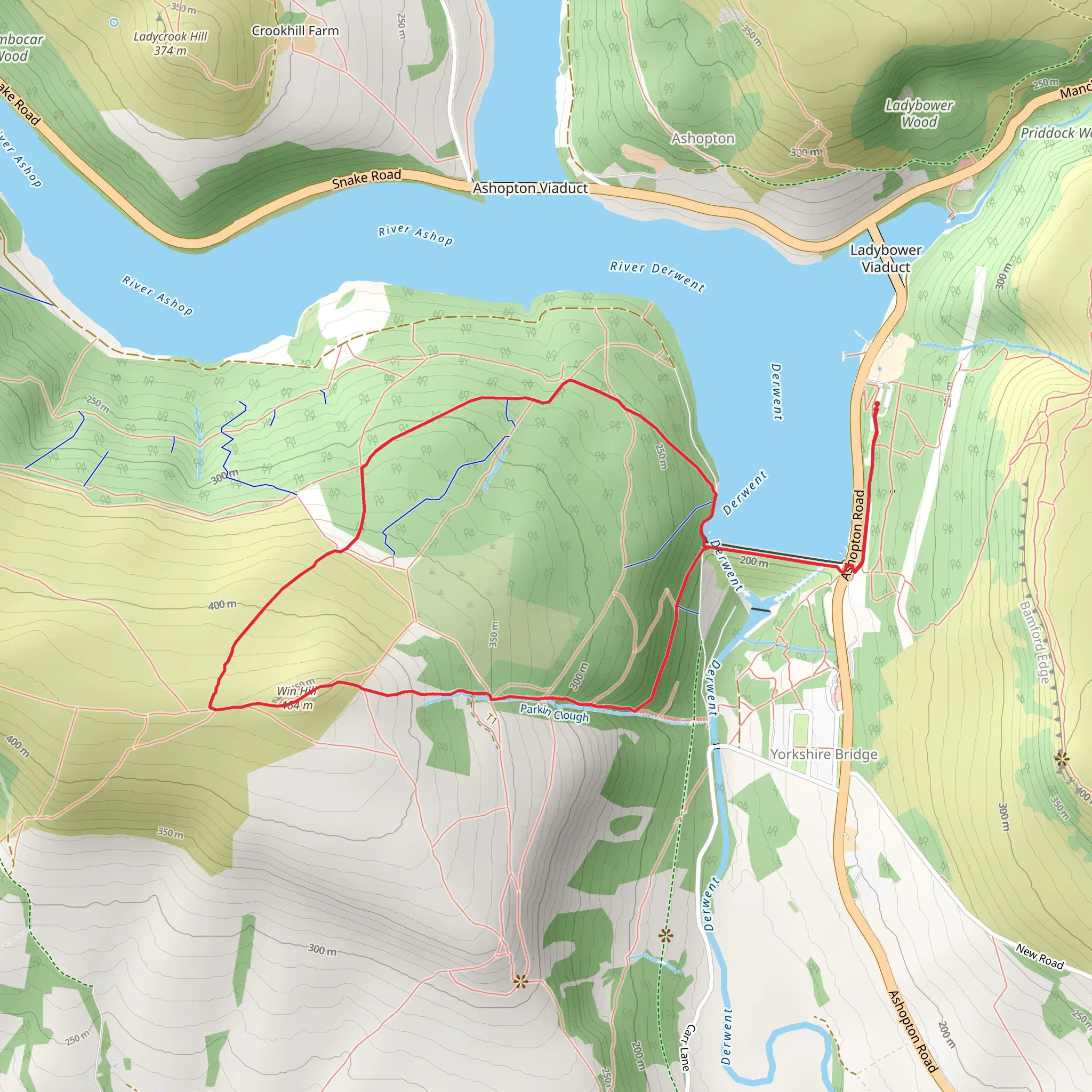 Winhill Plantation, Winhill Pike and Ladybower Reservoir Loop mobile static map