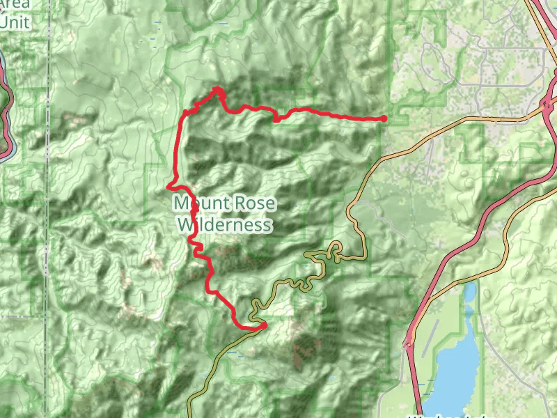 Tahoe Rim and Upper Thomas Creek Trail from Mount Rose Summit