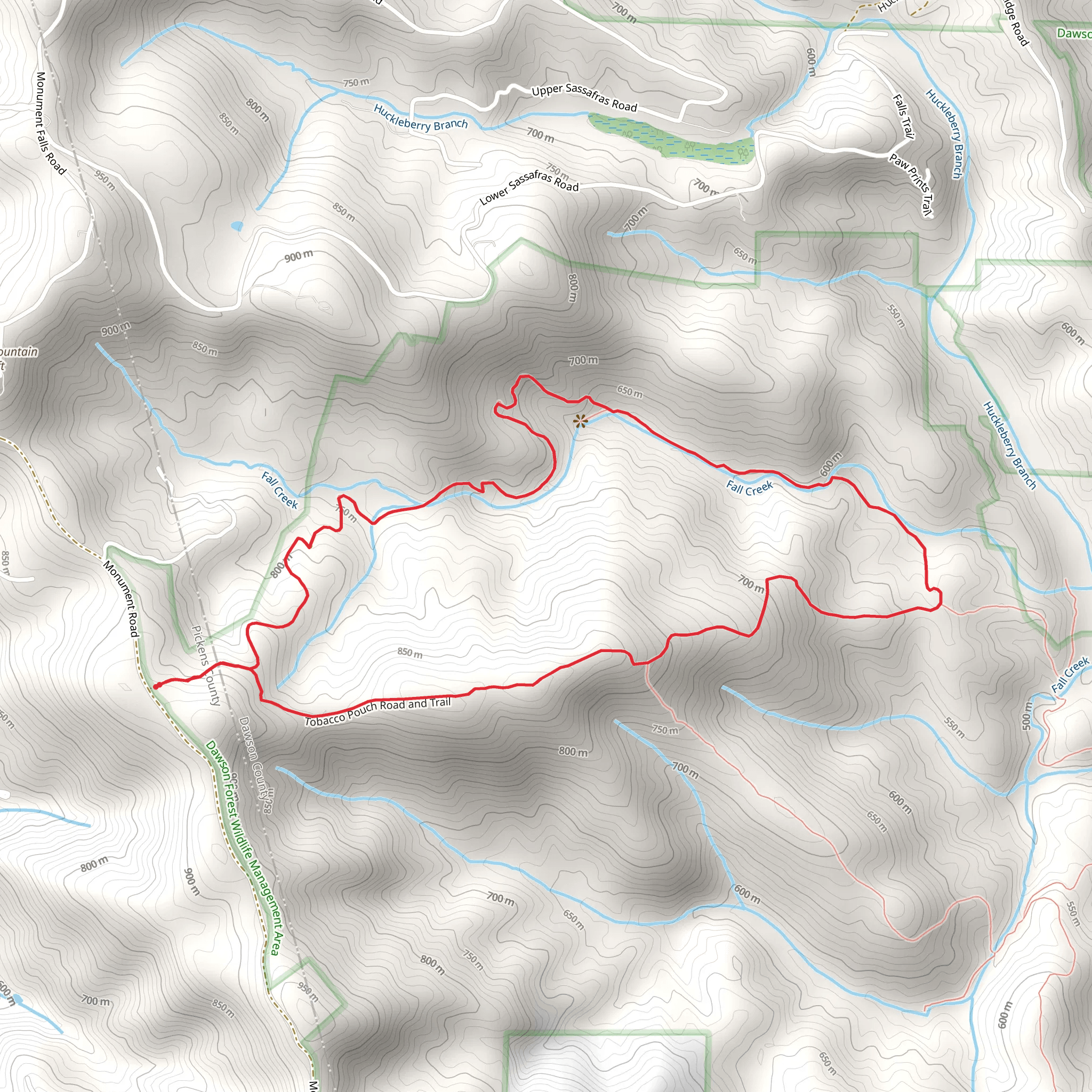 Fall Creek Trail and Tobacco Pouch Road Loop mobile static map
