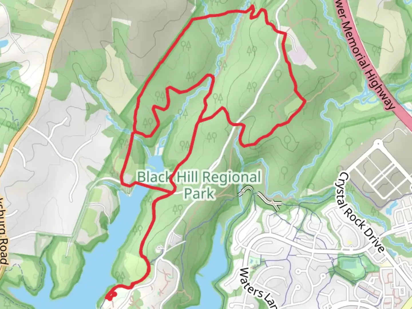 An image depicting the trail Black Hill, Hamilton and Hard Rock Loop Trail and its surrounding area.