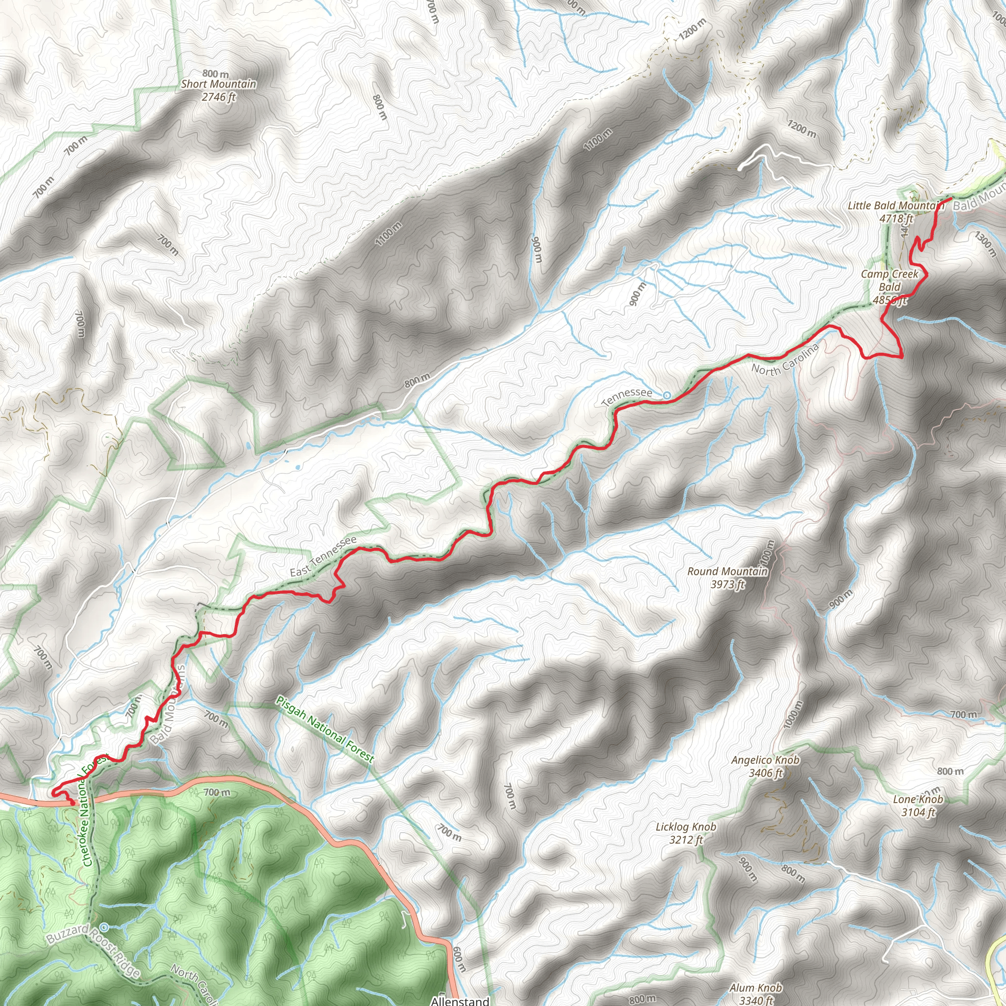 Appalachian Trail from Allen Gap mobile static map