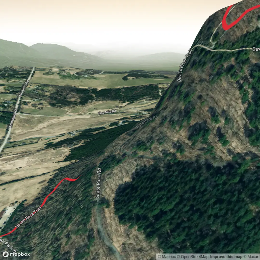 An image depicting the trail Mount Philo via House Rock Trail and its surrounding area.