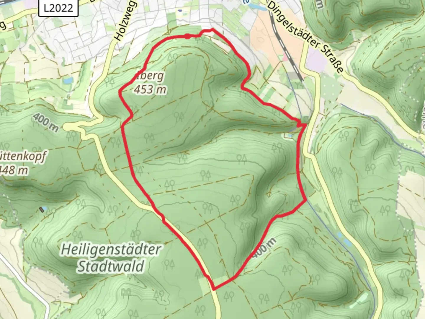 An image depicting the trail Iberg Rundwanderweg - Gelber Balken and its surrounding area.