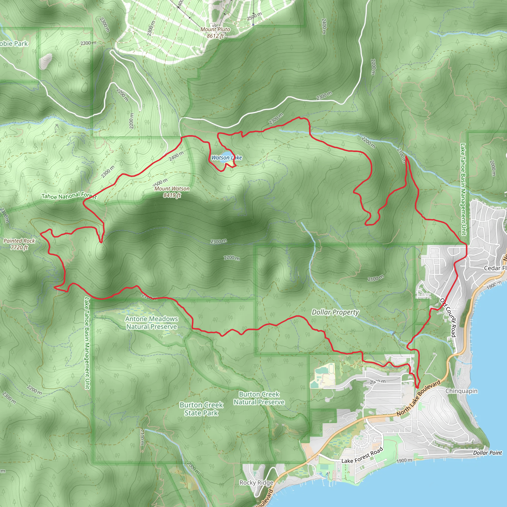 Watson Lake via Tahoe Rim Trail and Antone Meadows TrailLoop mobile static map