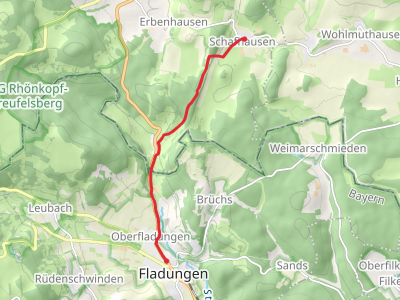 Schafhausen to Fladungen Walk via Grenzübergangsstelle 1990