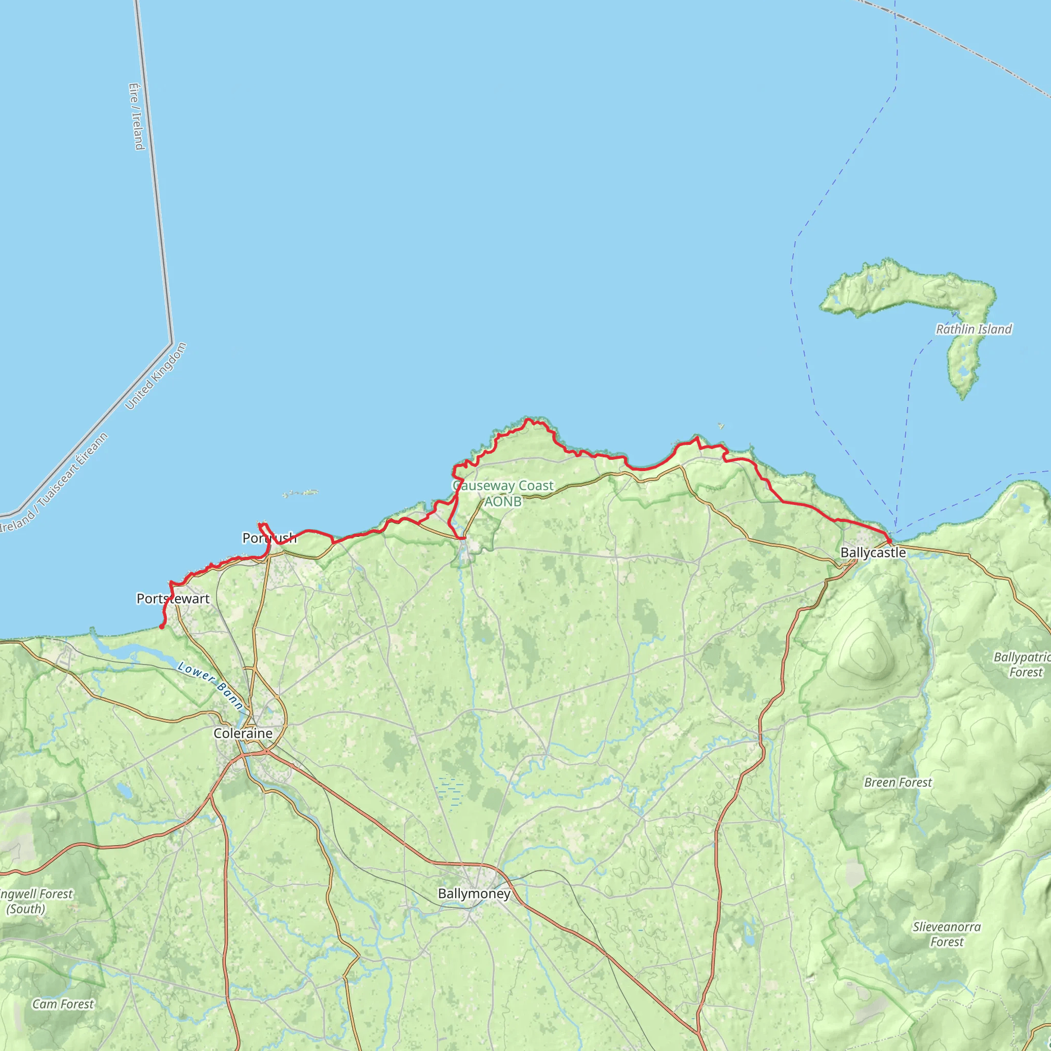 Causeway Coast Way mobile static map