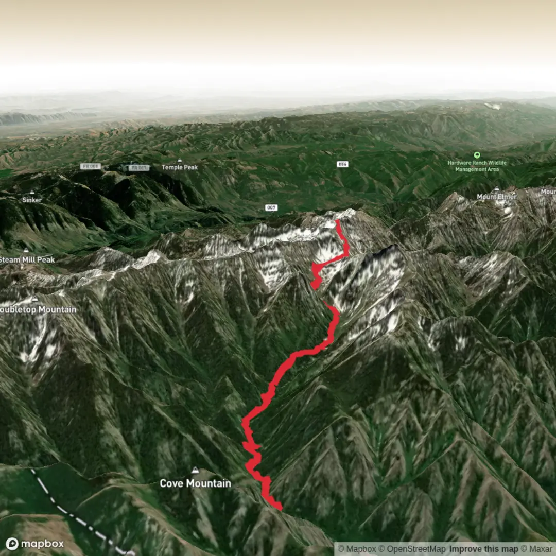 An image depicting the trail Hike from High Creek Canyon to Tony Grove and its surrounding area.