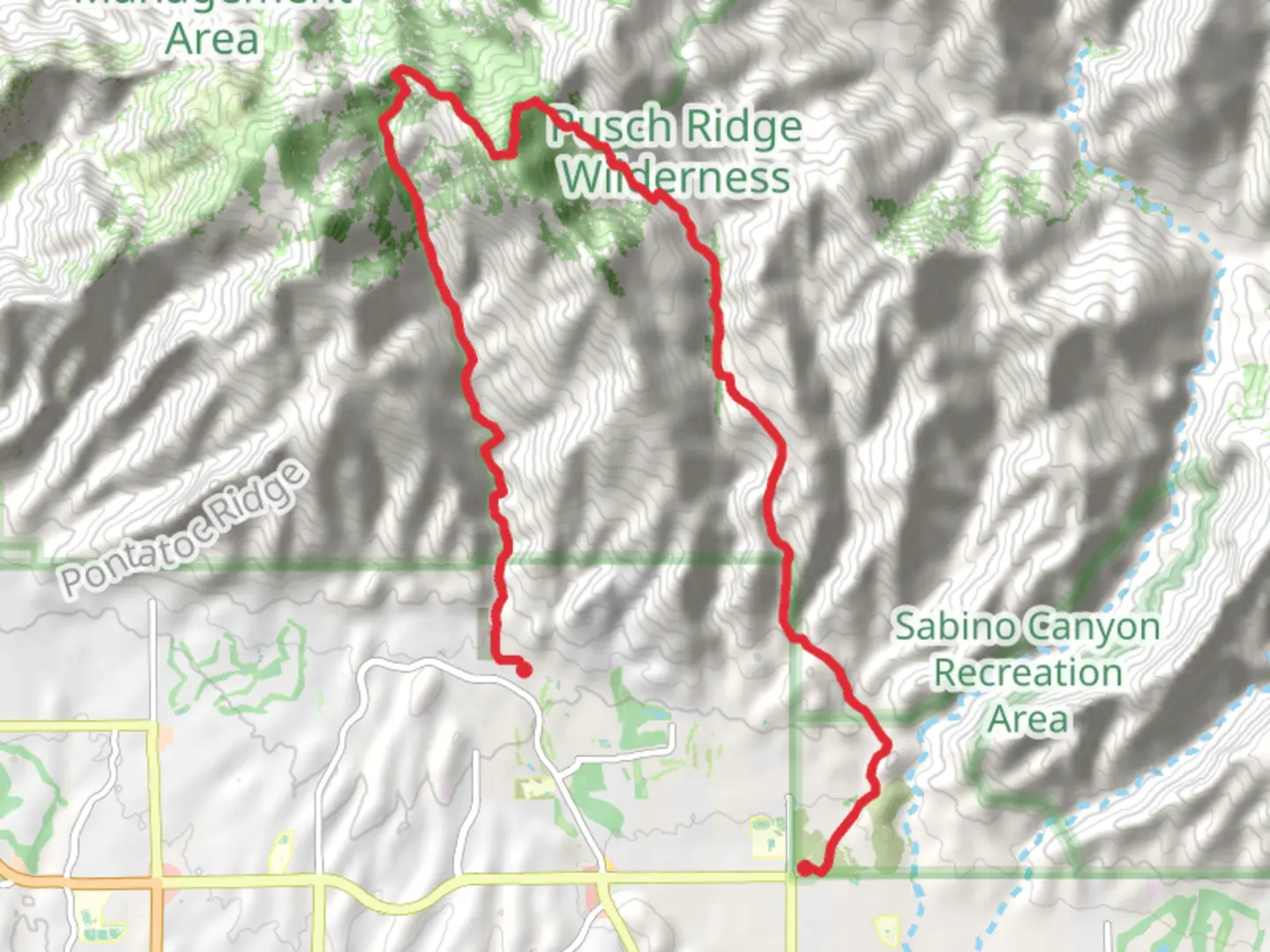 An image depicting the trail Ventana and Esperero Horseshoe Trail and its surrounding area.