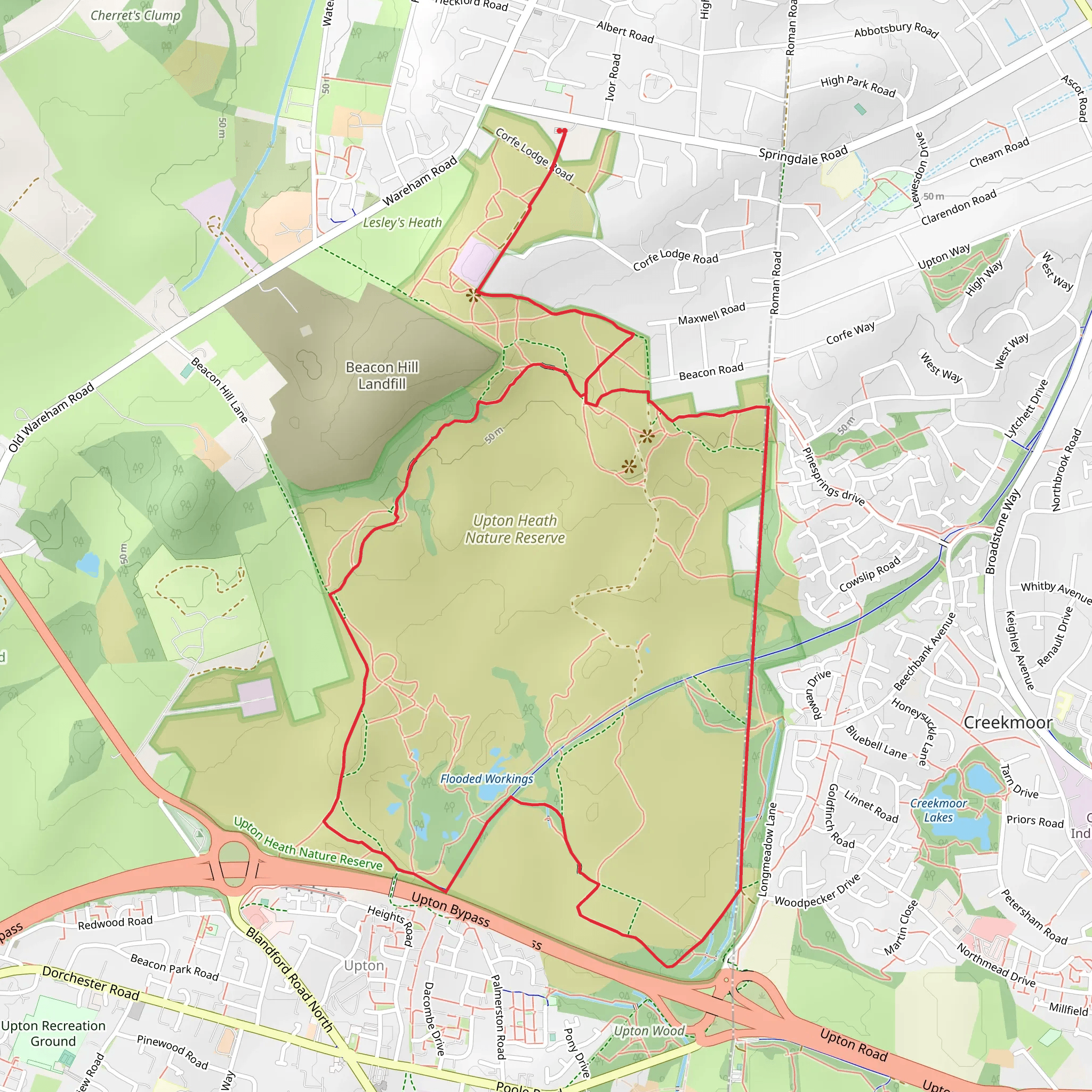 Upton Heath Nature Reserve and Castleman Trailway mobile static map