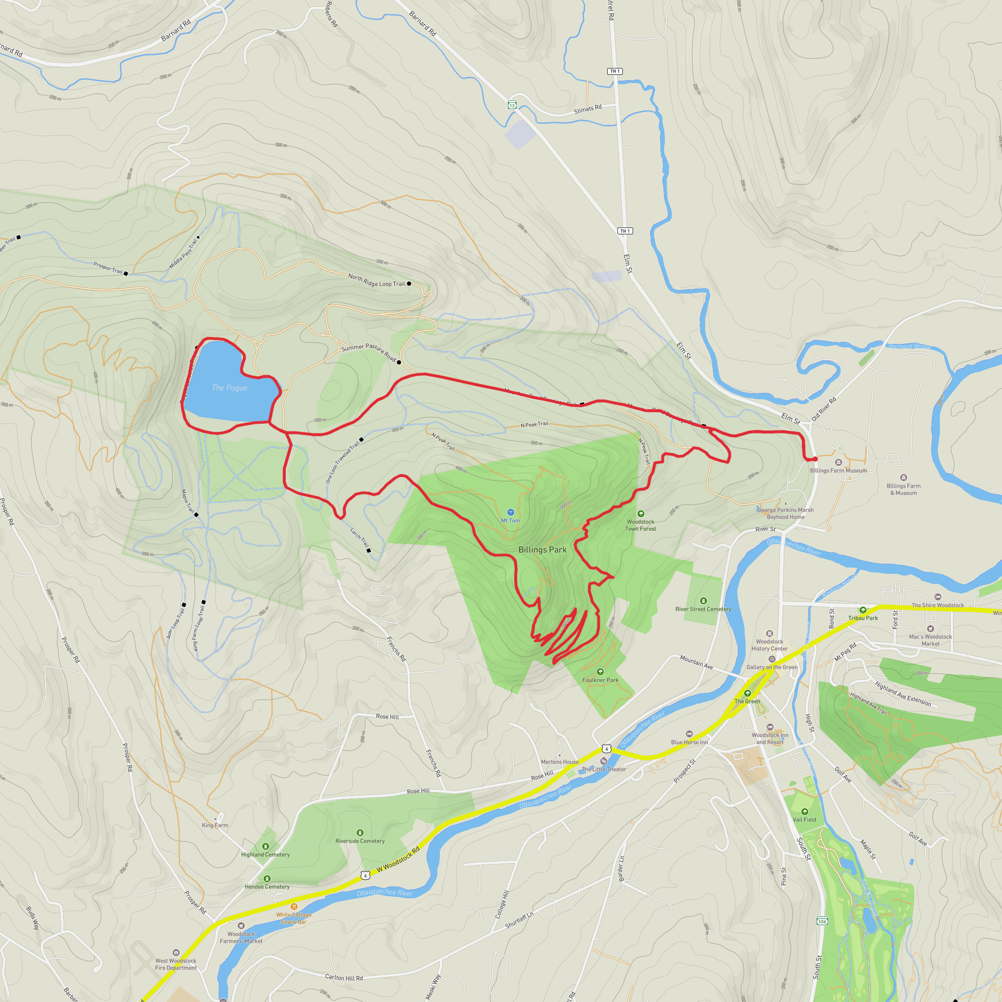 Mount Tom and The Pogue via Faulkner Trail mobile static map