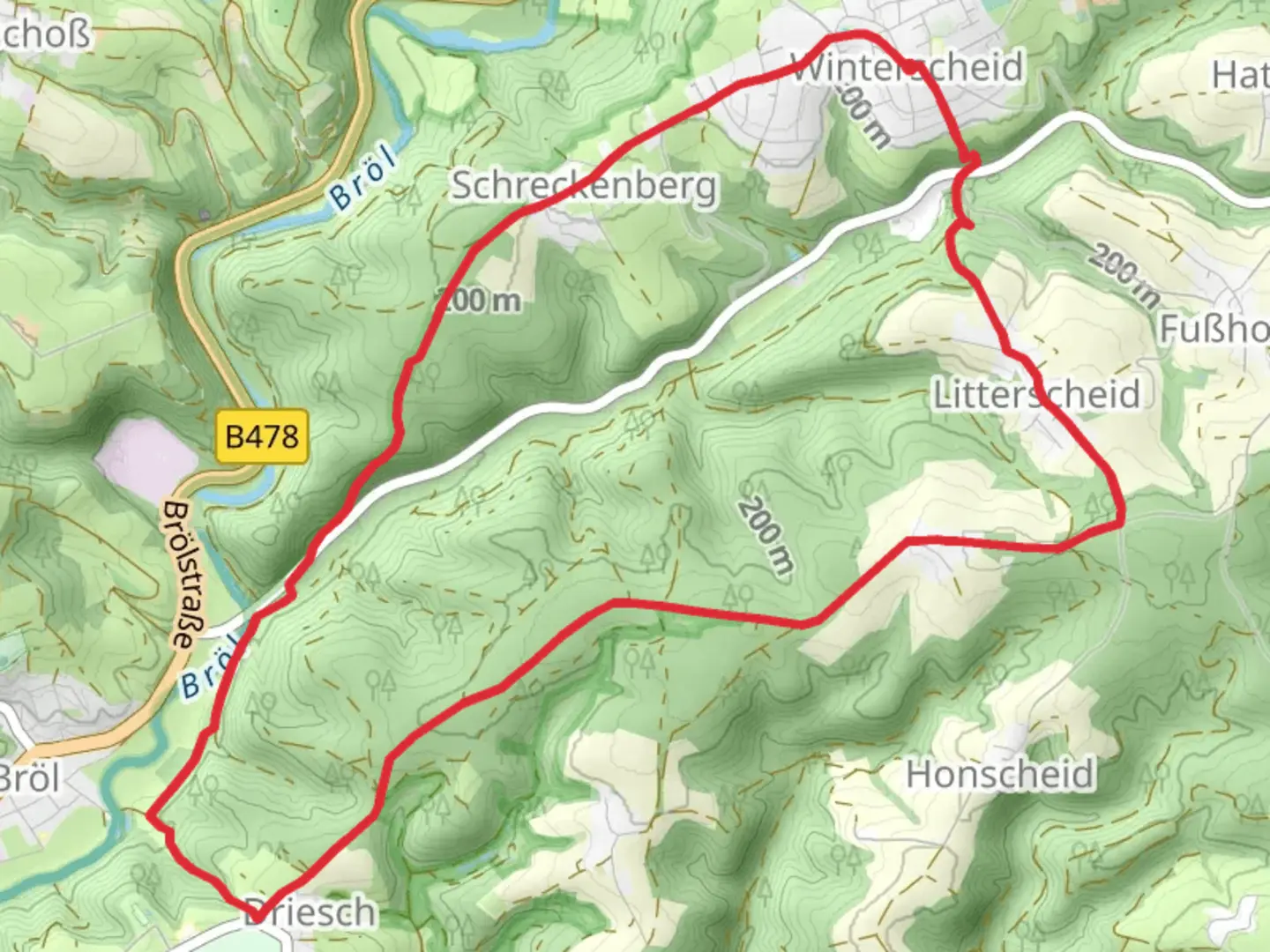 An image depicting the trail Winterscheidermuehle Rundweg and its surrounding area.