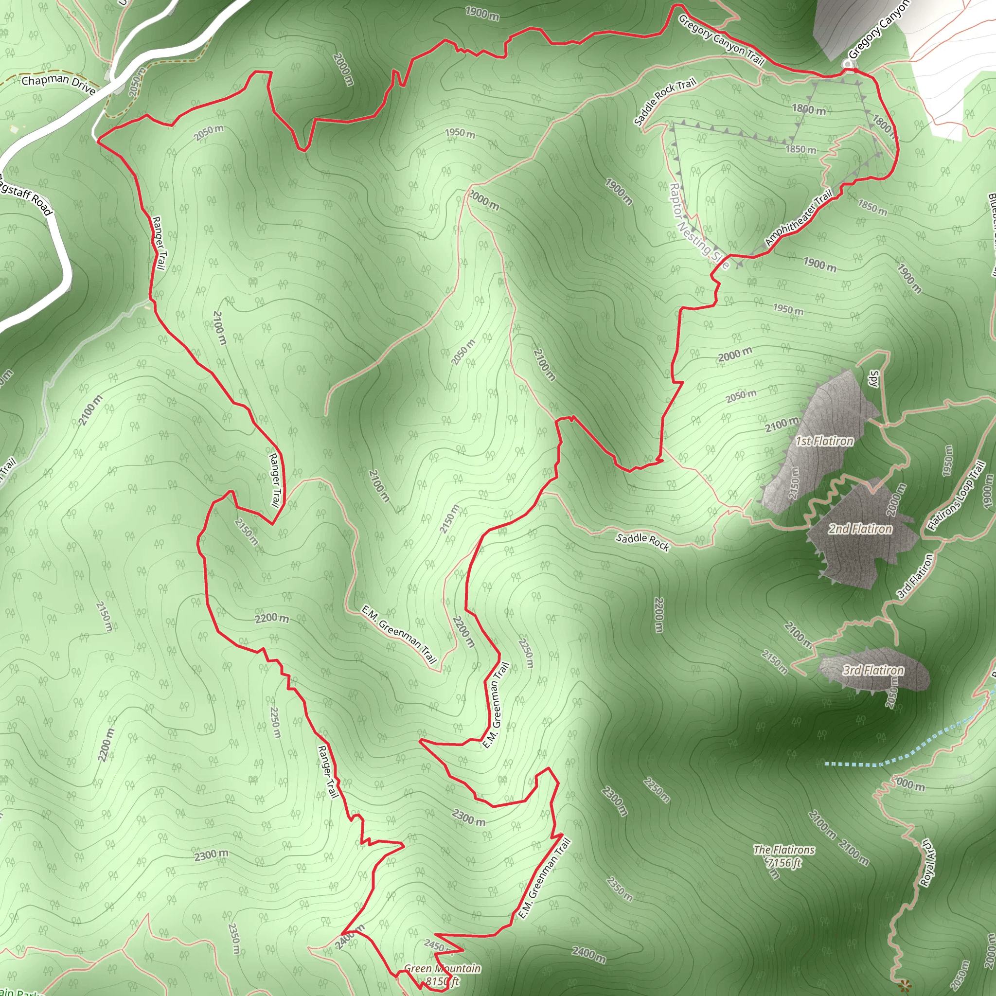 Green Mountain - Amphitheater - Saddle Rock - Ranger Loop Trail mobile static map