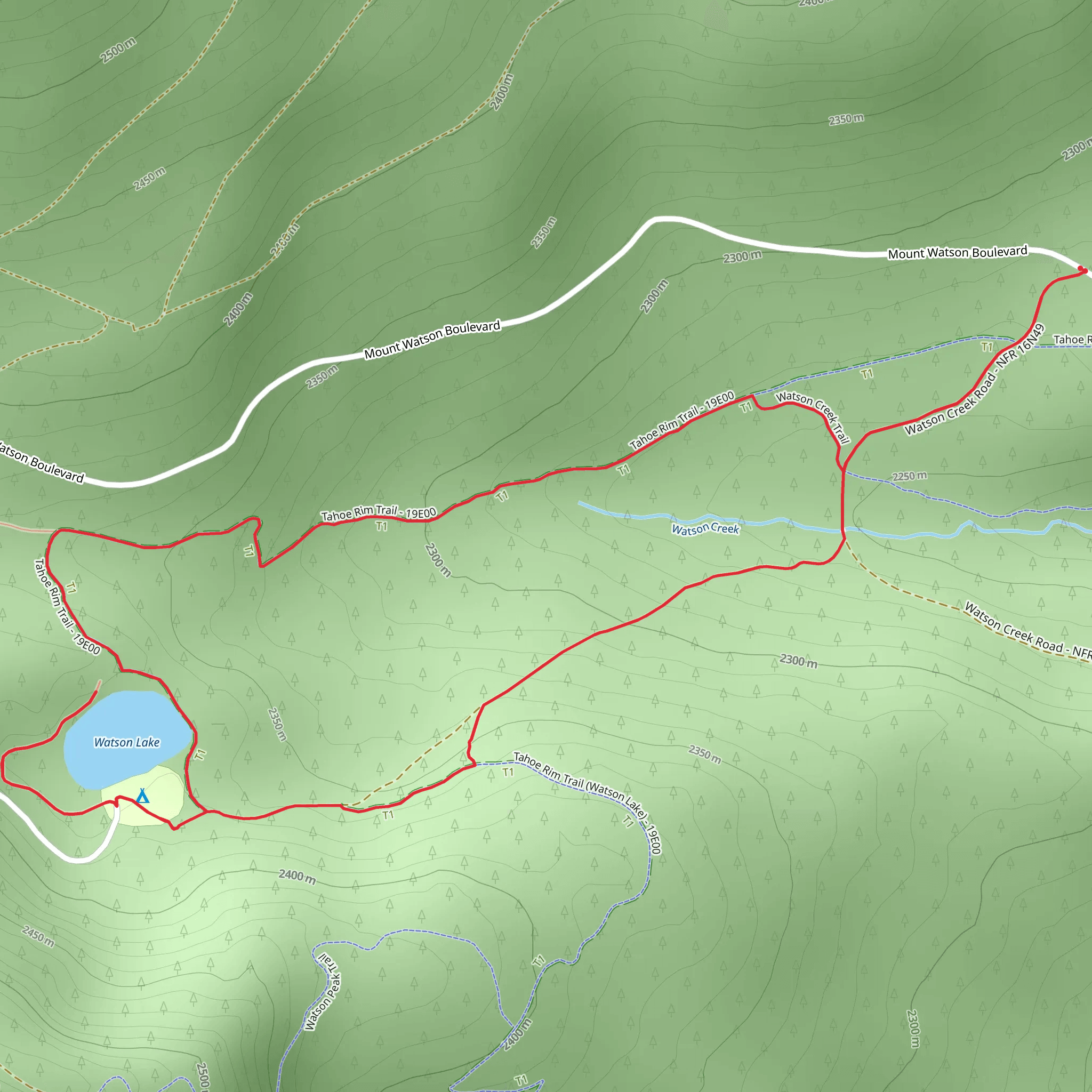 Watson Lake via Tahoe Rim Trail mobile static map