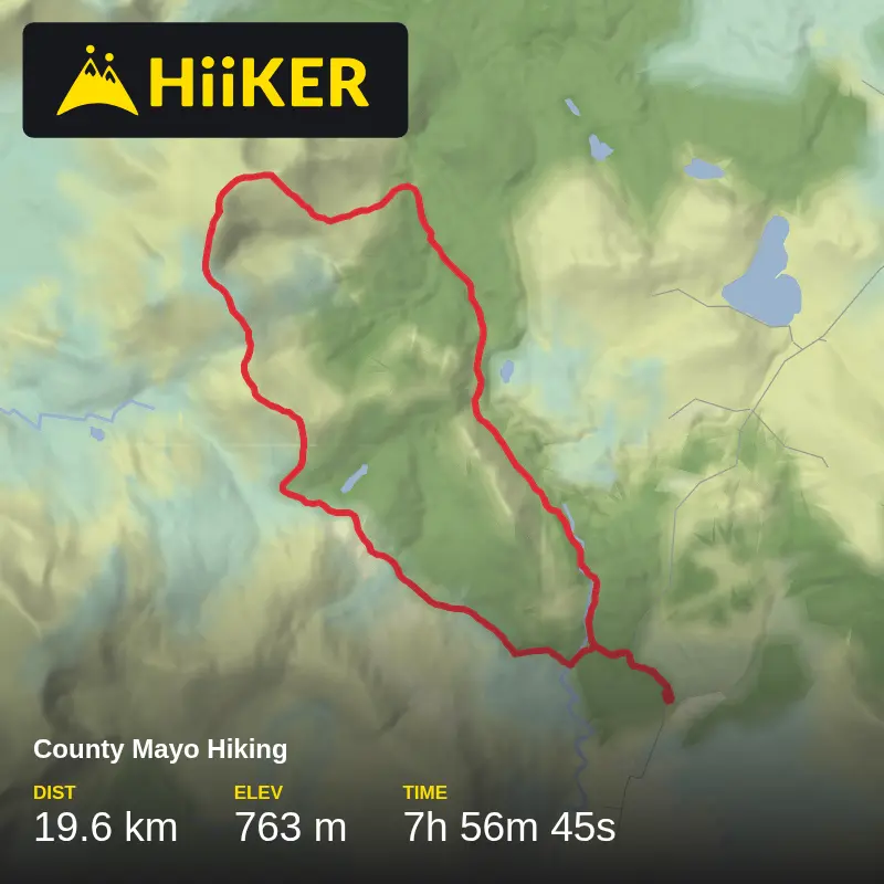 A map preview of the recording County Mayo Hiking.