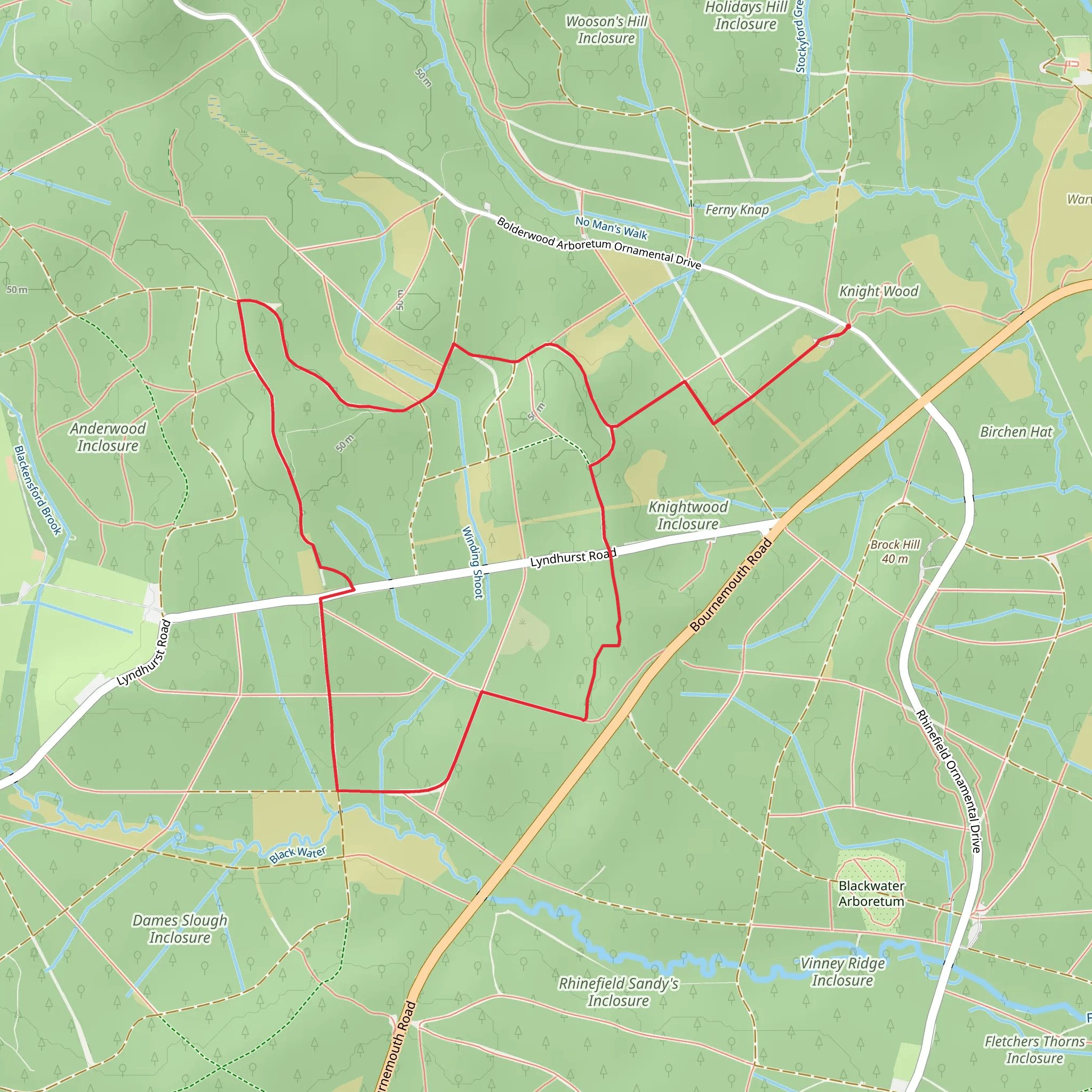 Dames Slough Inclosure Loop mobile static map