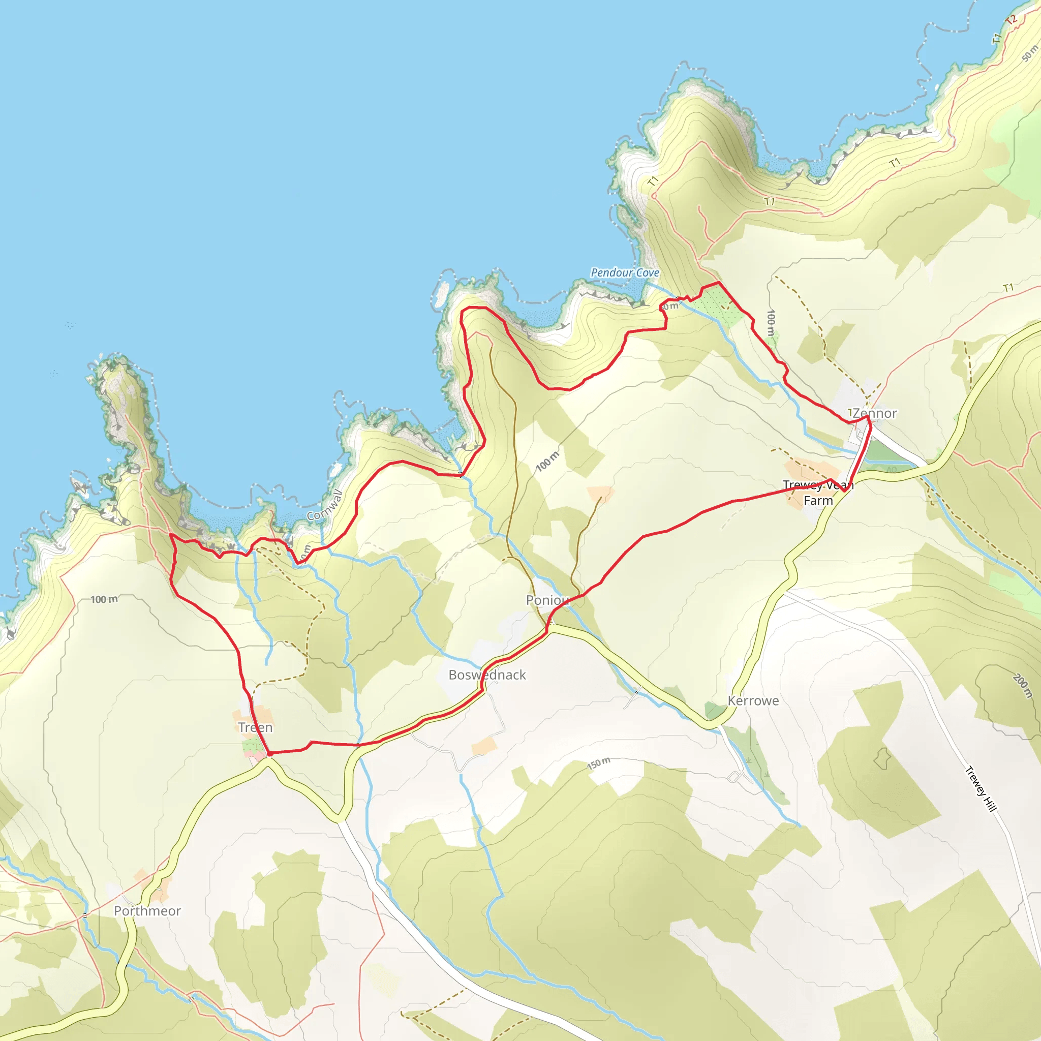 Carnelloe Cliff, Trewey Cliff and Old Mill House Loop mobile static map