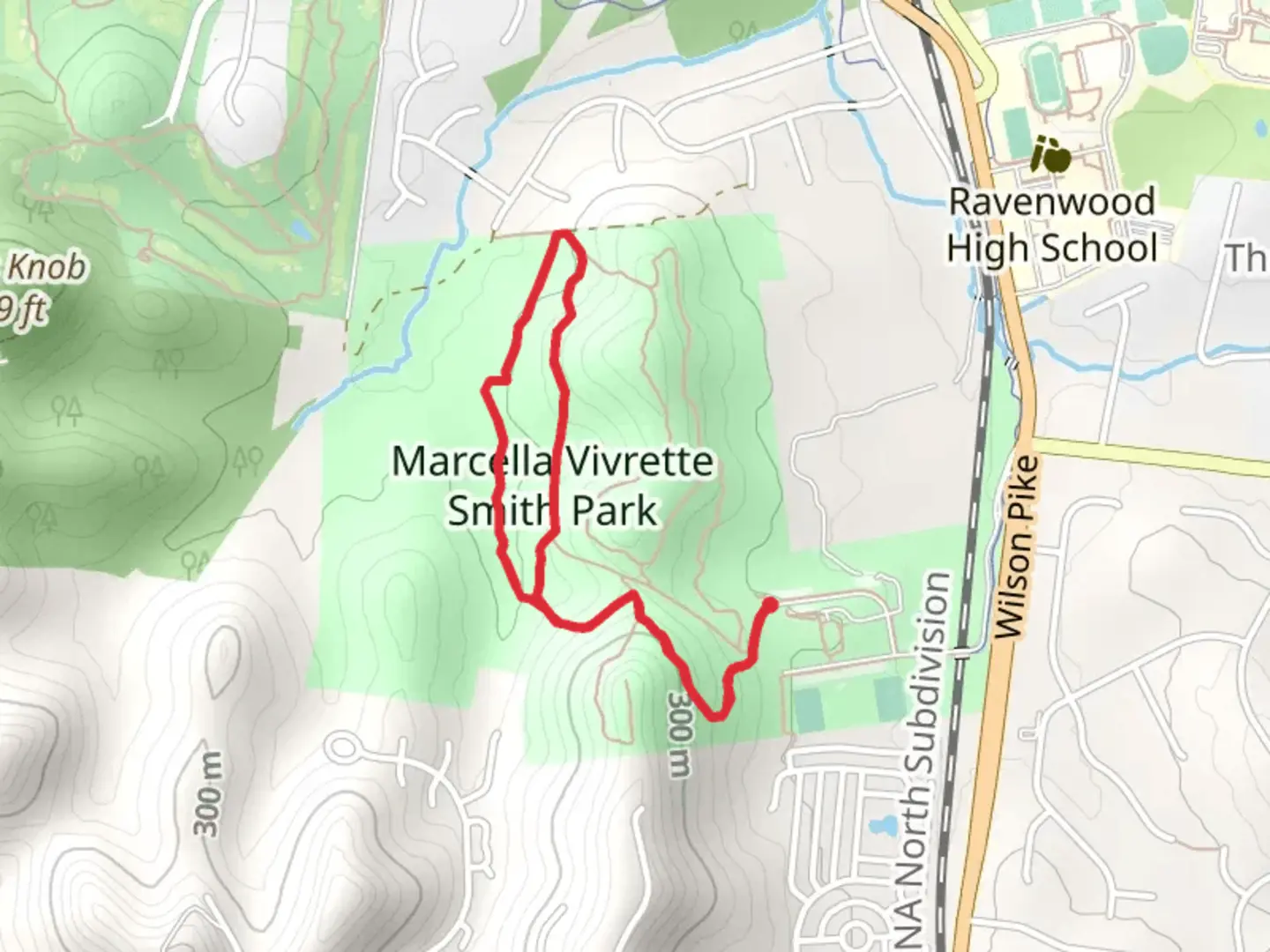 An image depicting the trail Blue Trail and Green Loop Trail and its surrounding area.