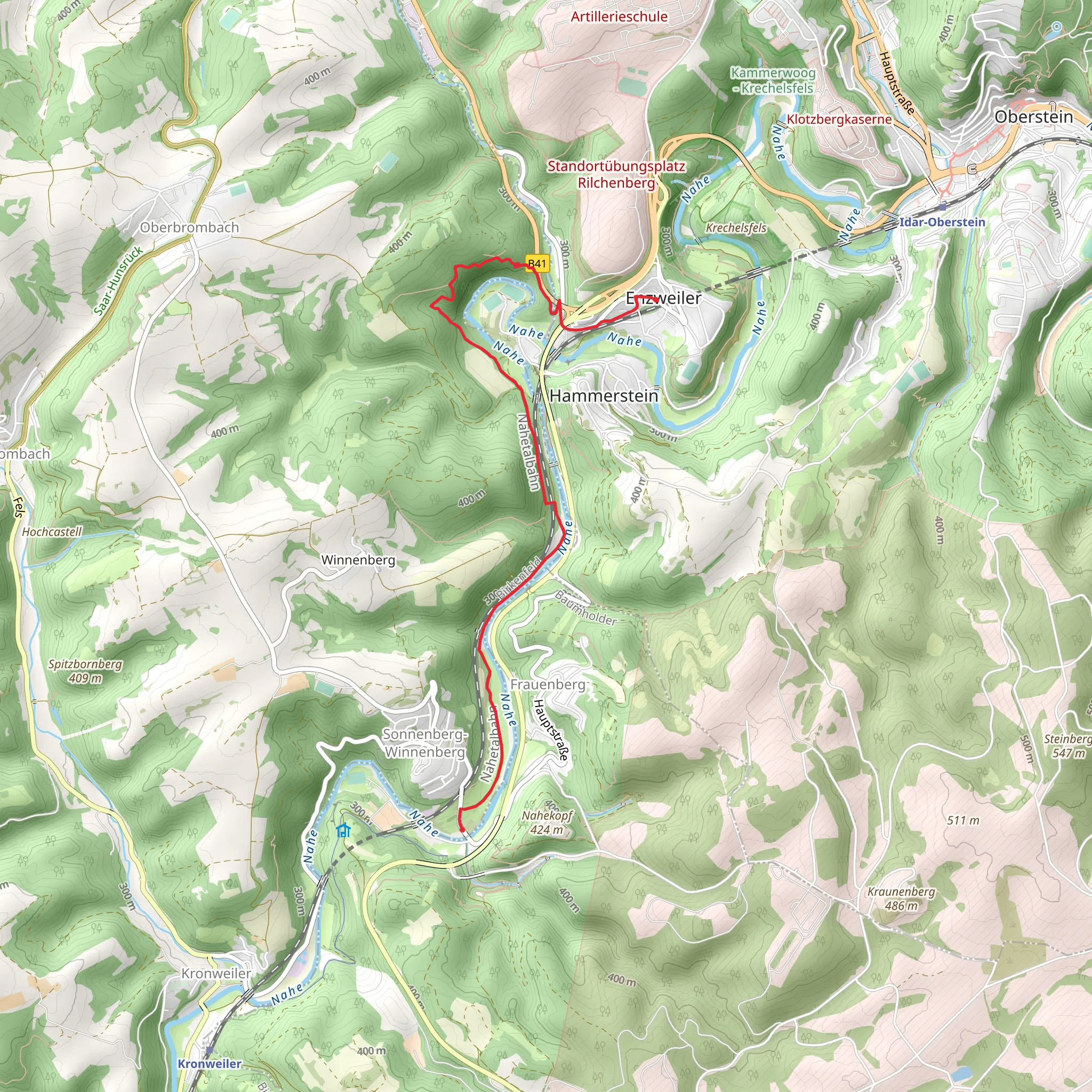 Enzweiler to Sonnenberg and Winnenberg Walk via River Nahe mobile static map