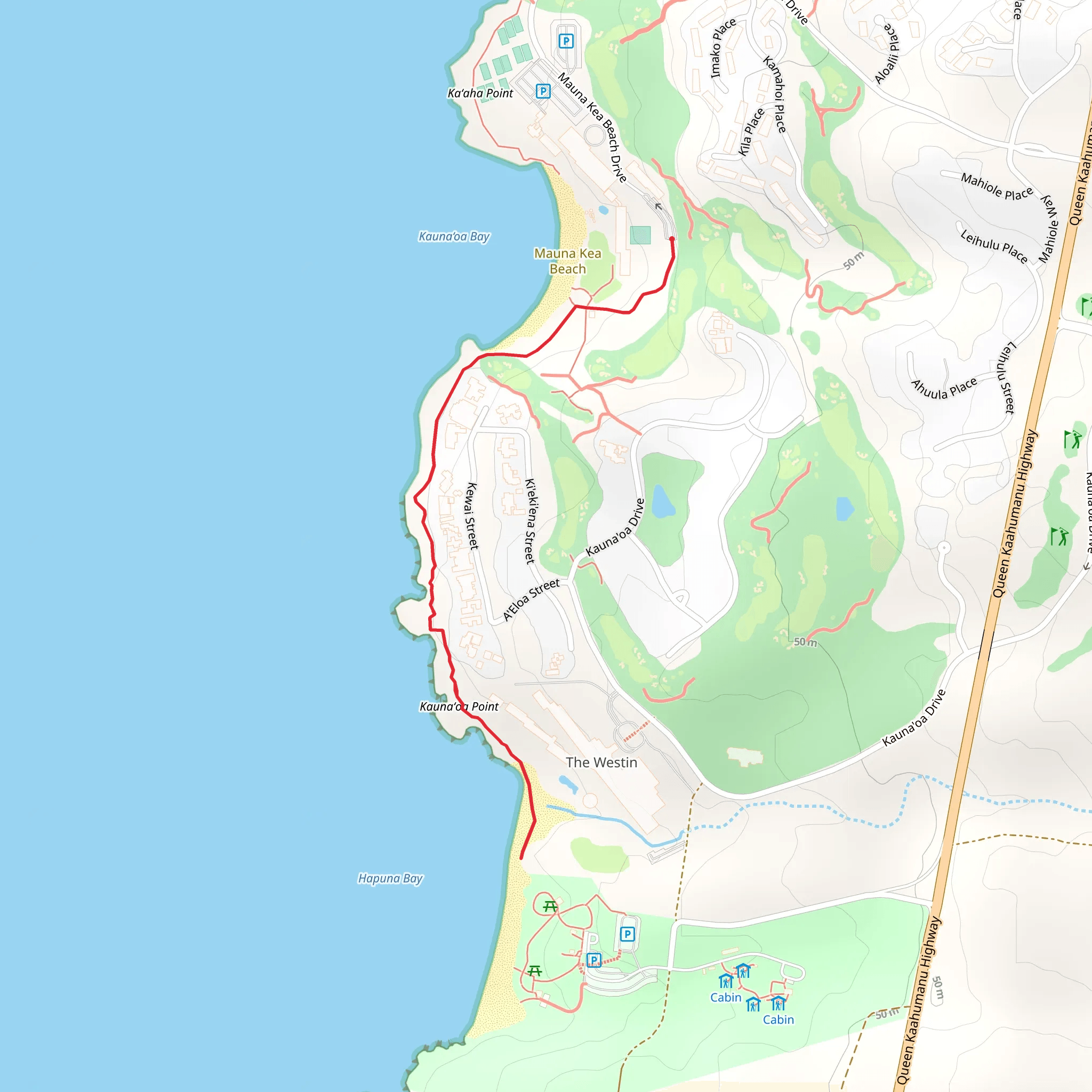 Ala Kahakai National Historic Trail and Mauna Kea Beach Drive mobile static map