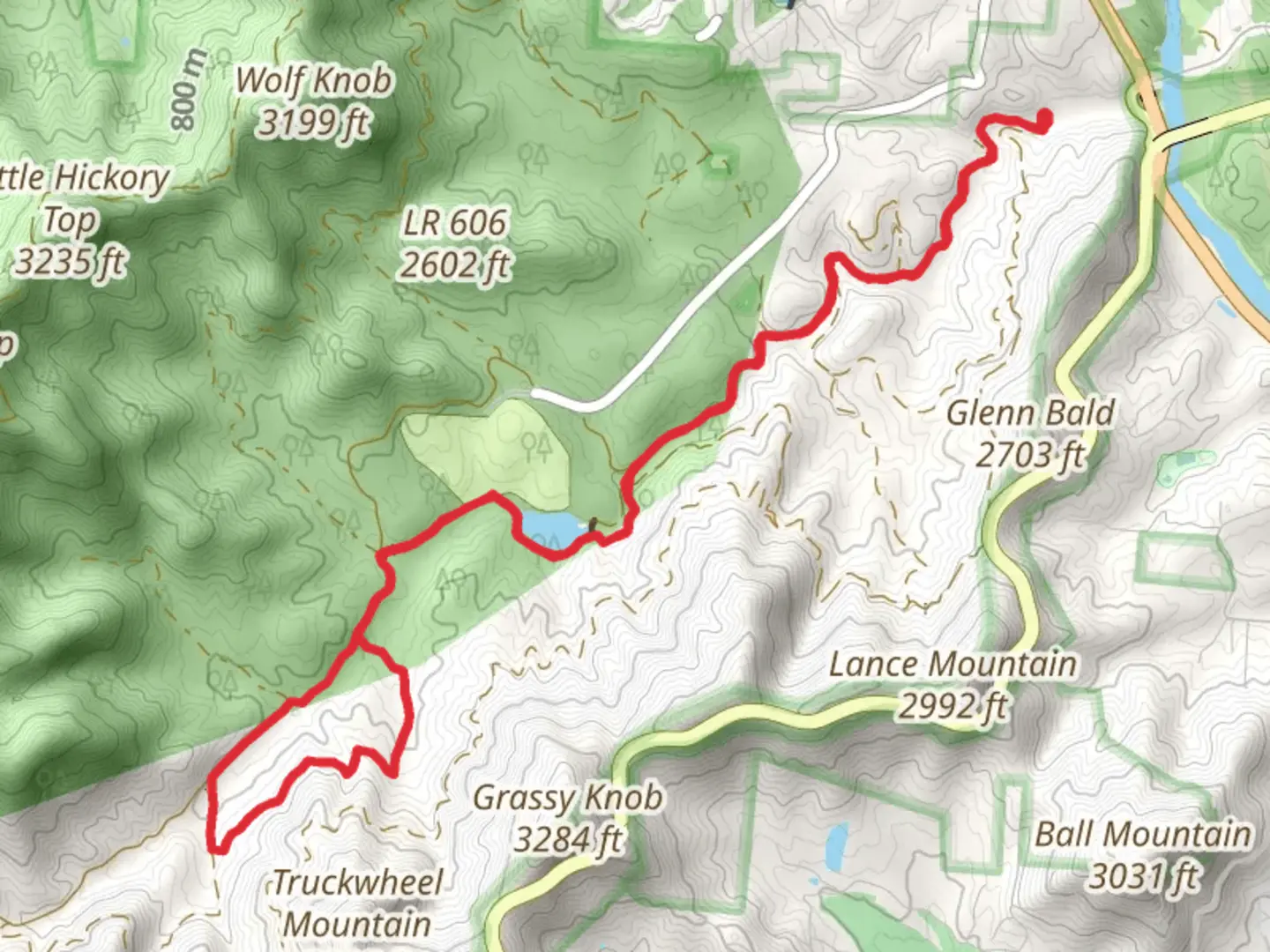 An image depicting the trail Lake Powhathan via Explorer and Homestead Trail and its surrounding area.
