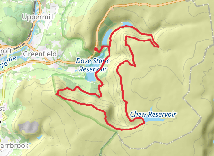 Dovestone reservoir + trinnacles mobile static map