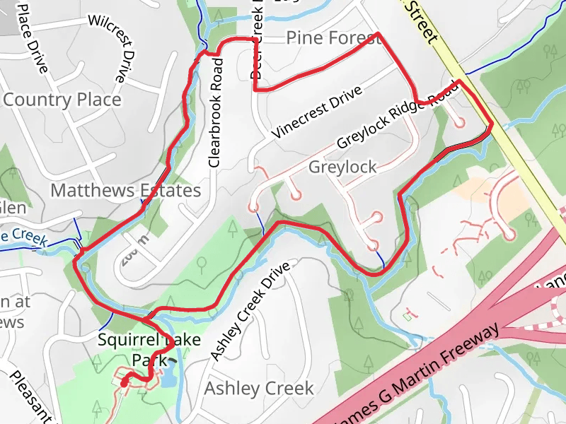 Four Mile Creek Greenway Loop - Squirrel Lake Park