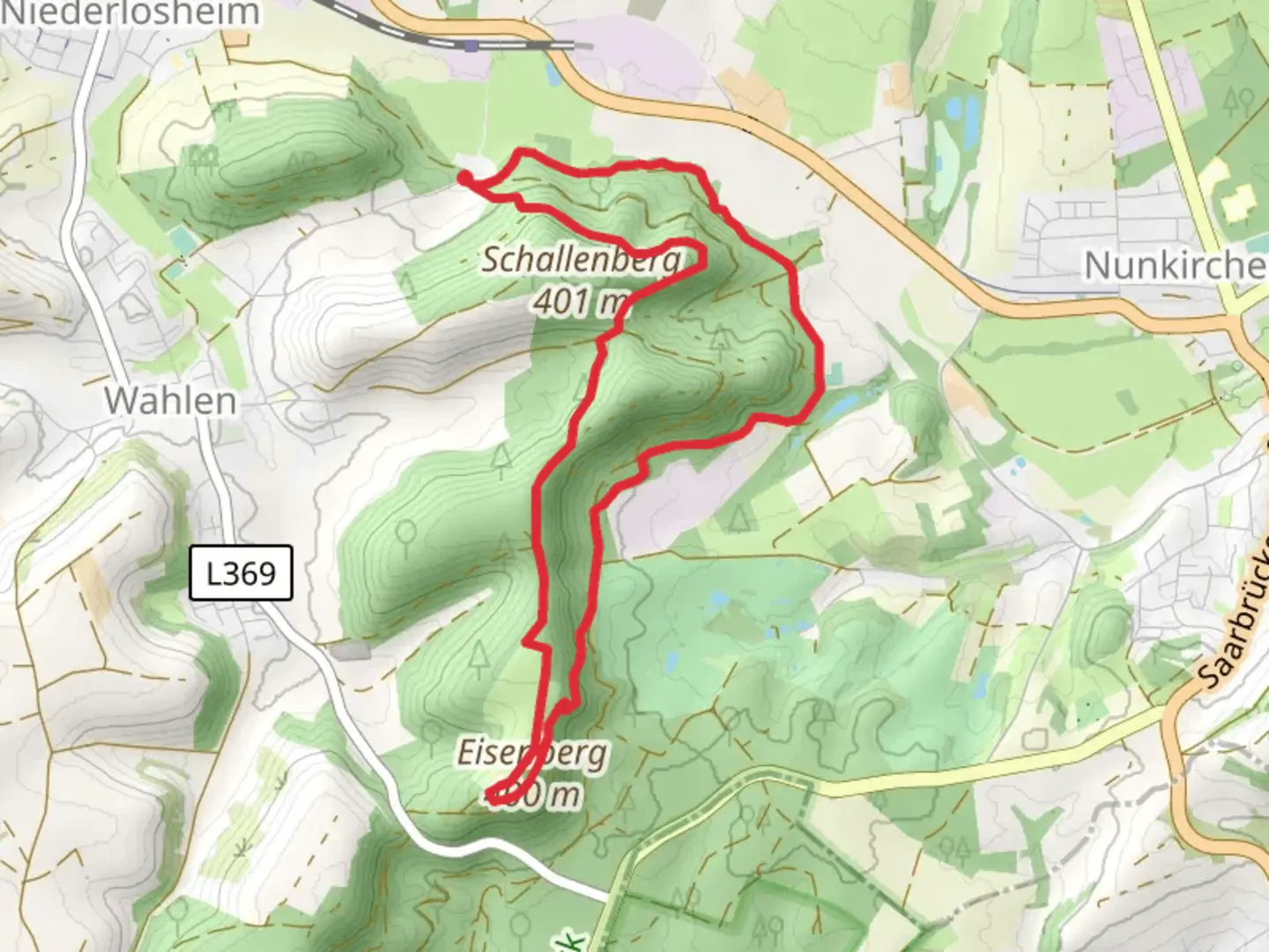 An image depicting the trail Rammenfels, Eisenberg and Schallenberg Loop and its surrounding area.