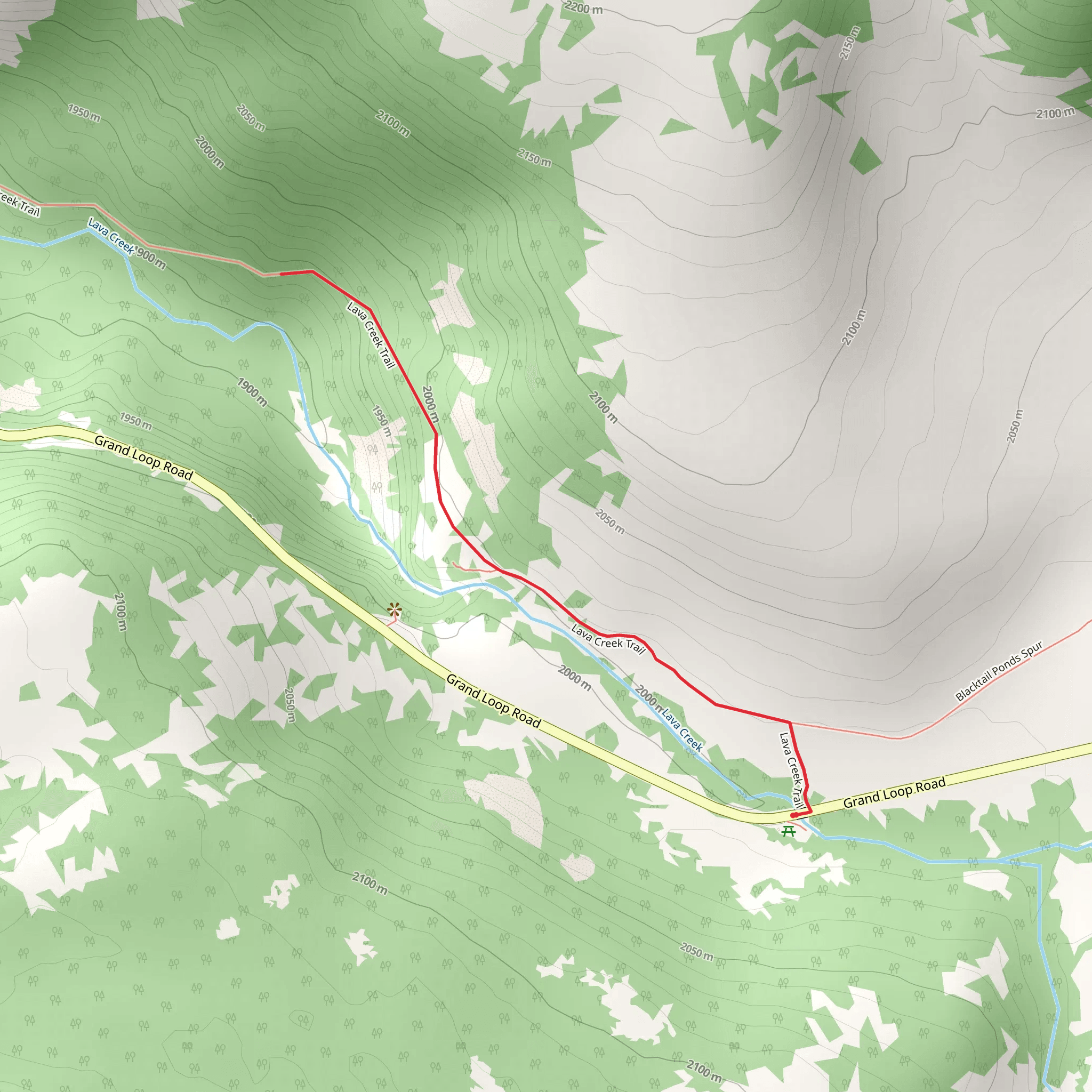 Lava Creek Trail Out and Back mobile static map