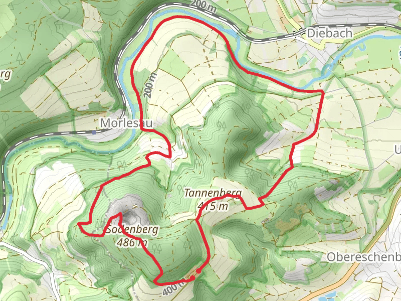 Sodenberg Gans, Frankische Saale, Ruine Arnstein and Ruine Sodenberg Loop