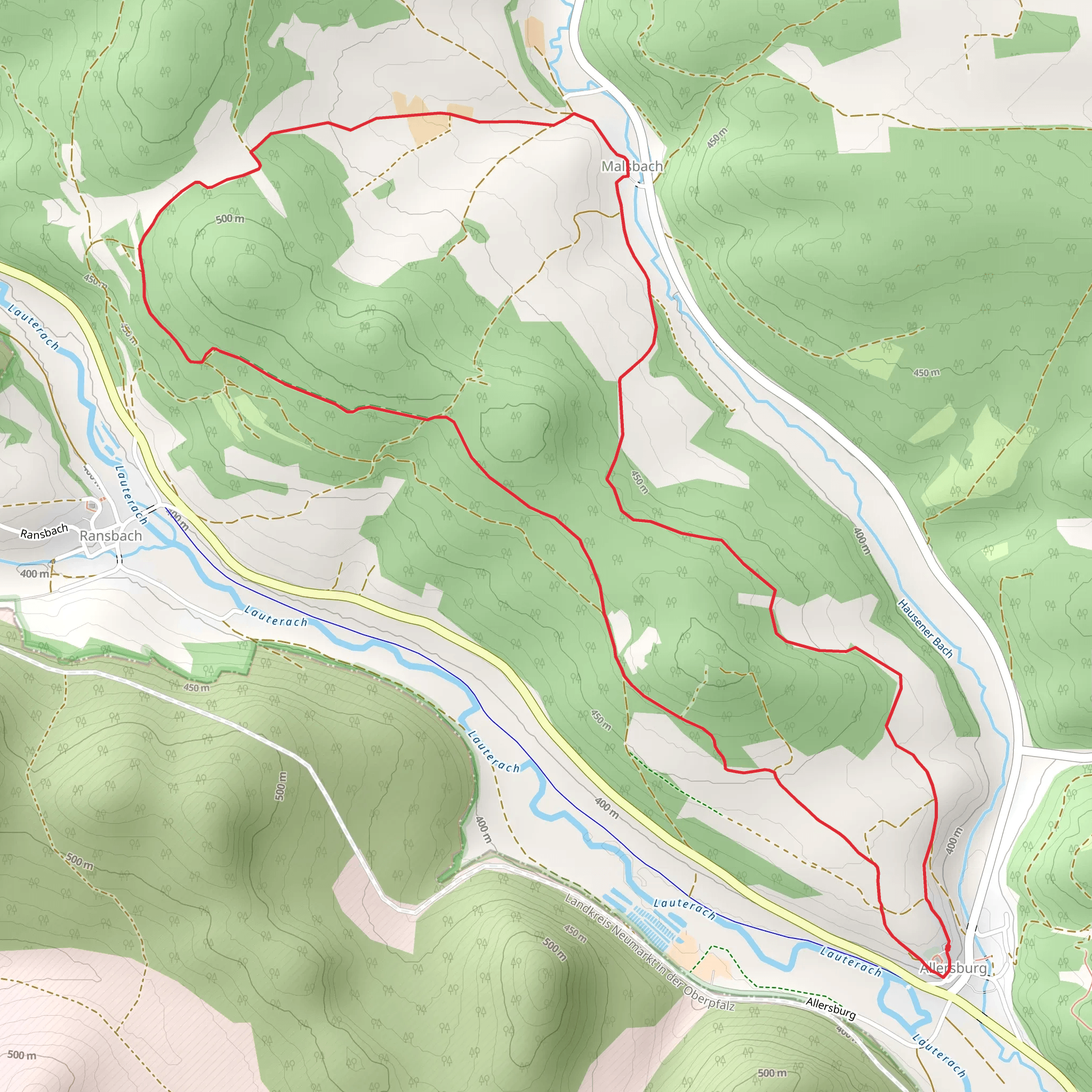 Malsbach and Allersburg Loop mobile static map