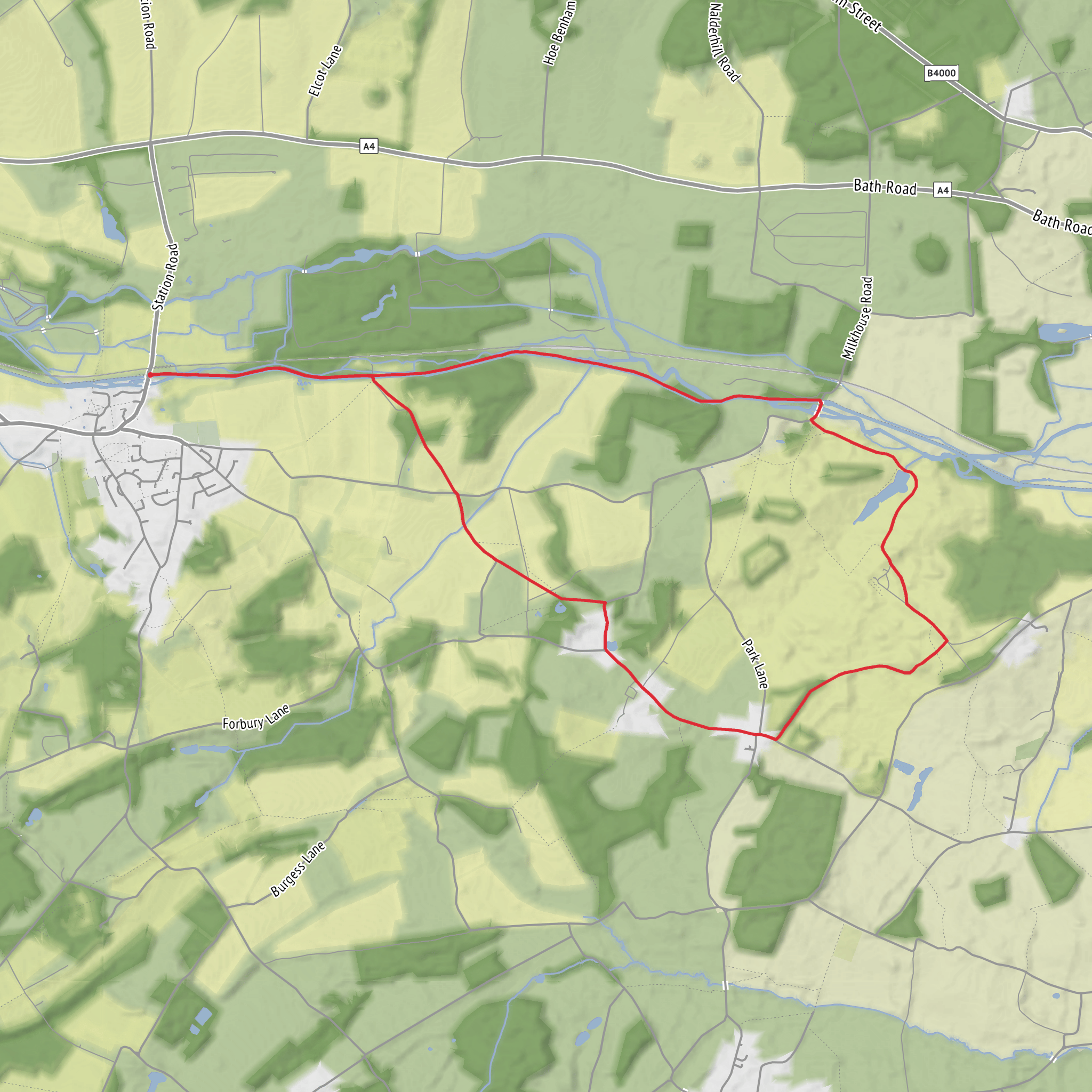 Irish Hill, Dreweat's Lock and Hamstead Park Loop mobile static map