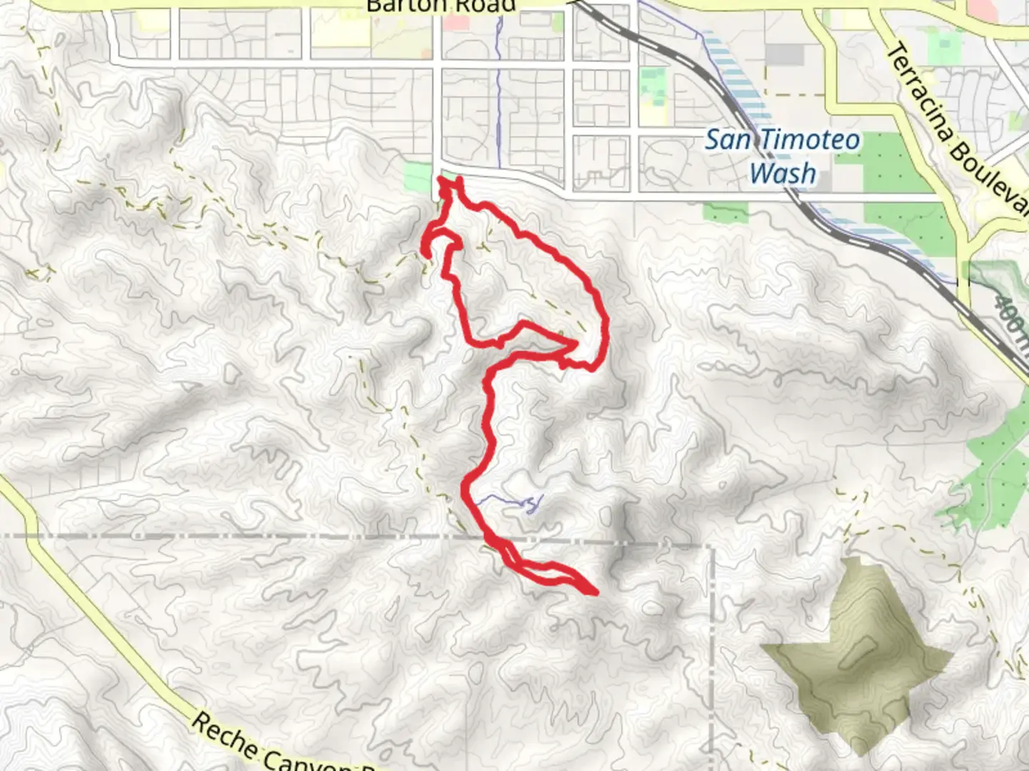 An image depicting the trail Scott Canyon and Hulda Short Hike Loop Trail and its surrounding area.