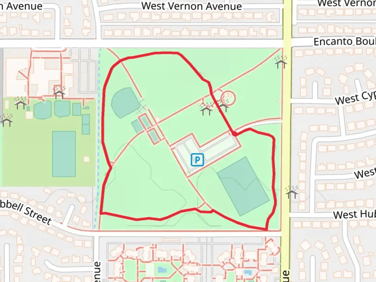 An image depicting the trail West Encanto Boulevard Loop and its surrounding area.