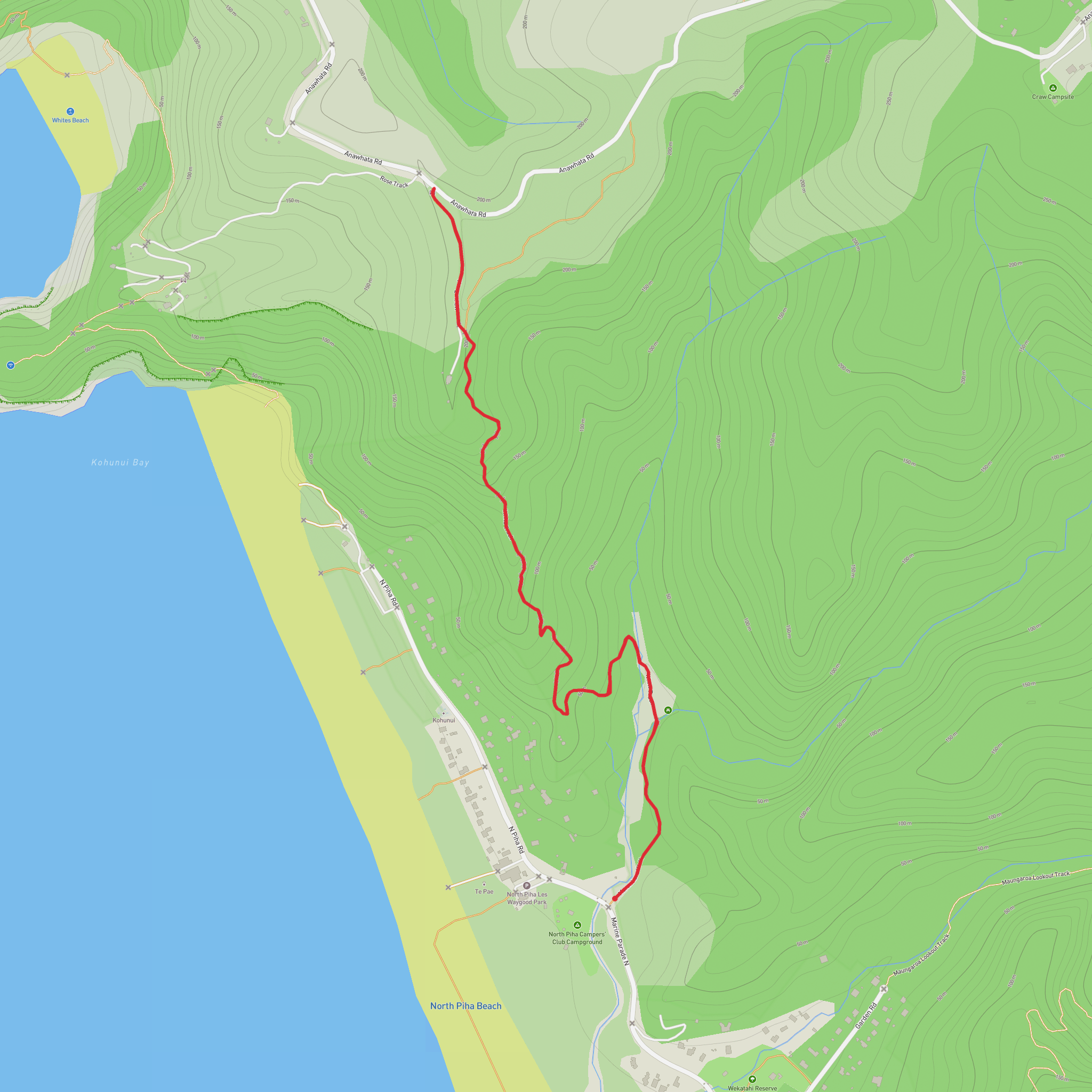 Manawhara Track and White Track mobile static map