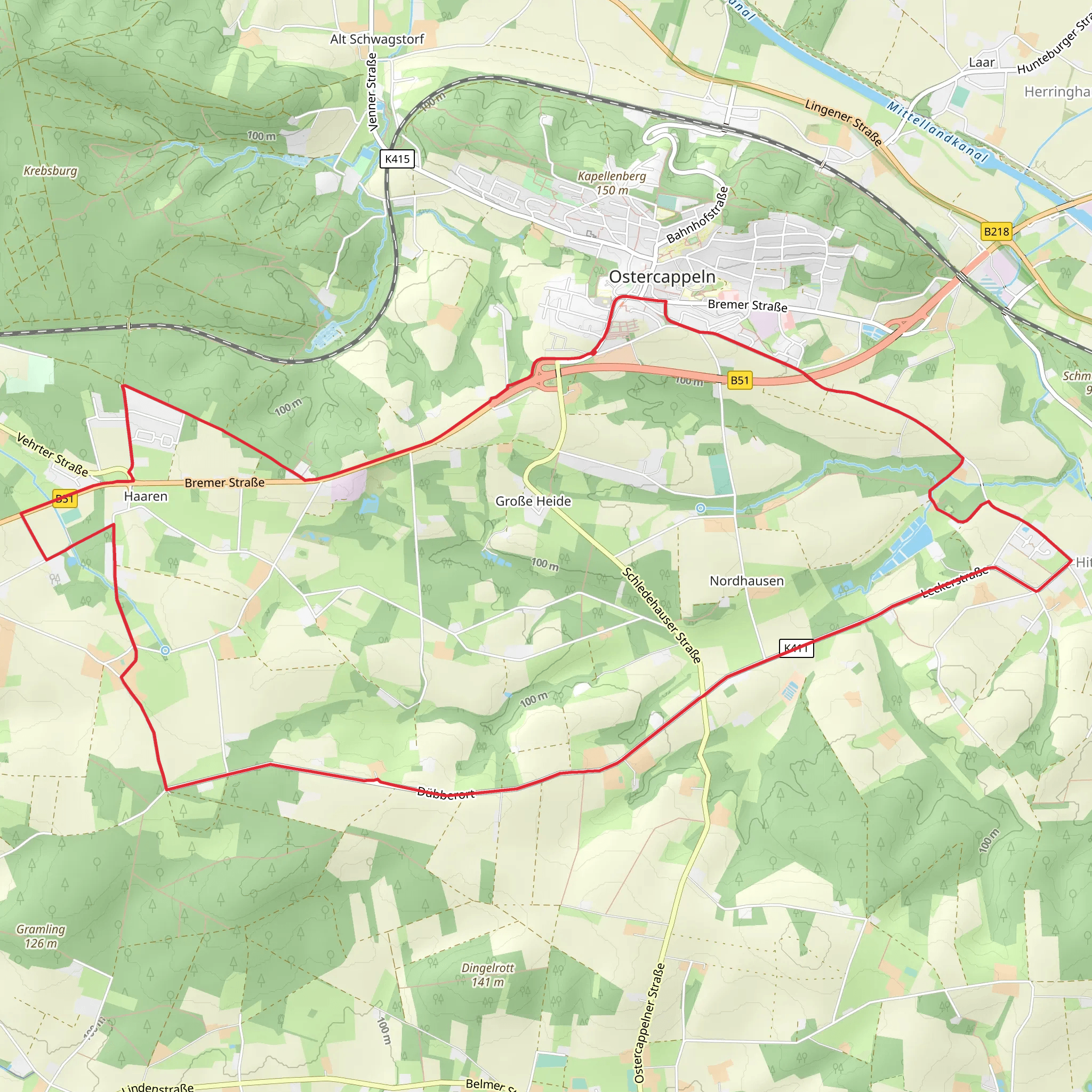 Ostercappeln Loop mobile static map