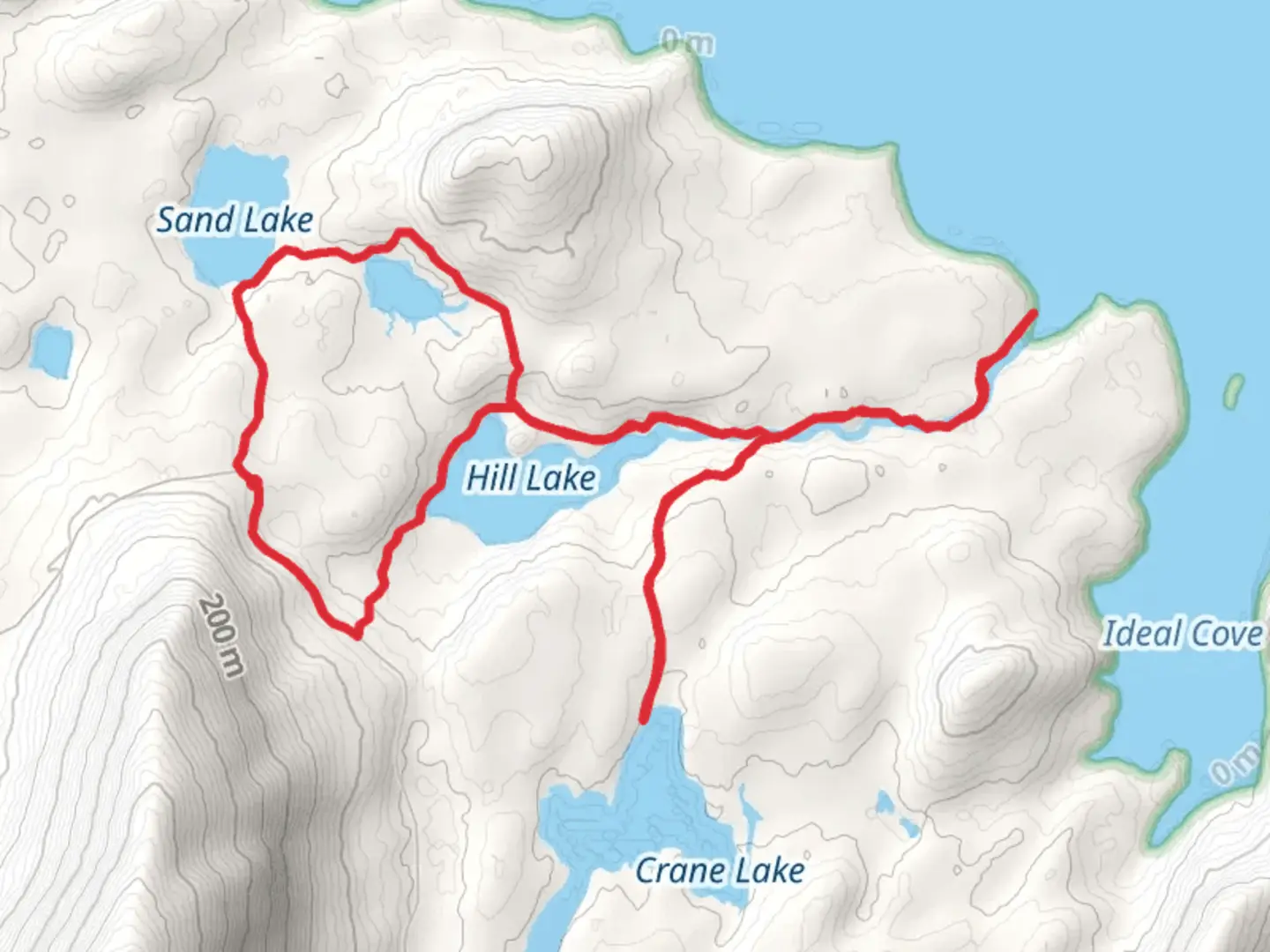 An image depicting the trail Three Lakes Loop and its surrounding area.
