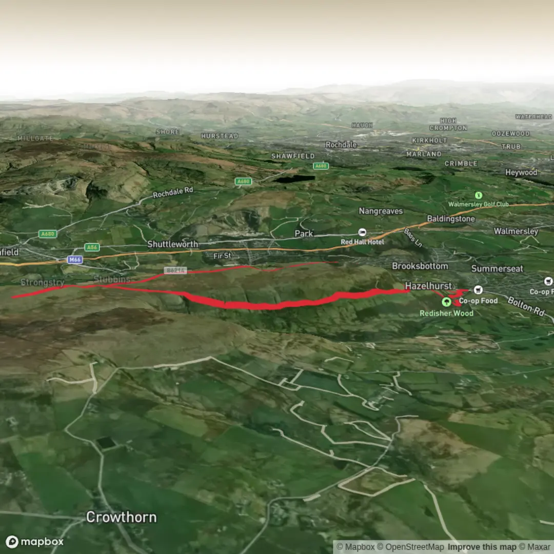 An image depicting the trail Hike from Ramsbottom/bull Hill return and its surrounding area.