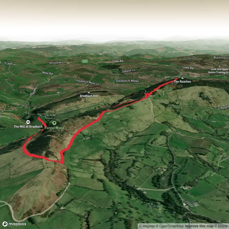 Gradbach, luds church, trig point and Gradbach