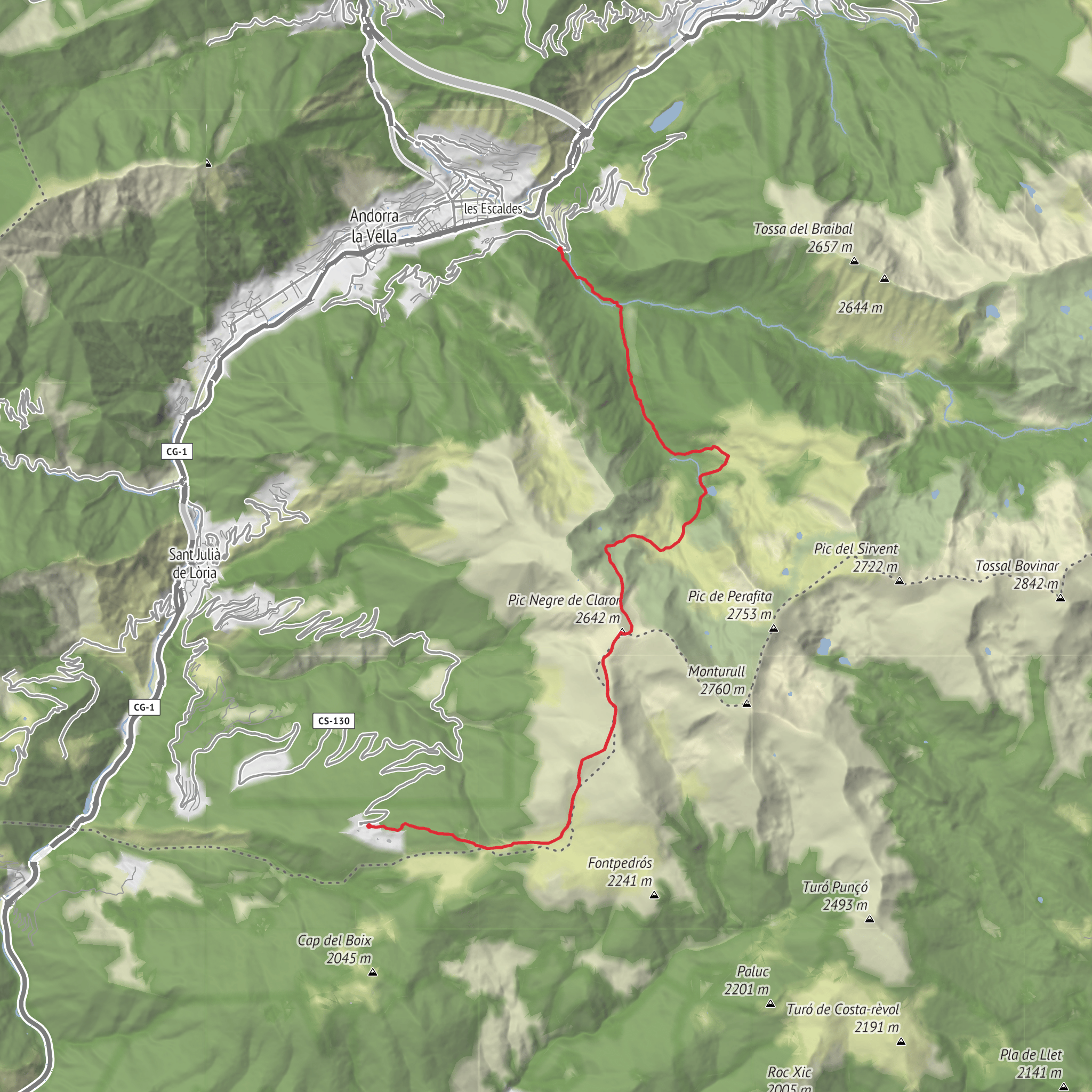 Travessa Rabassa, Pic Negre, Perafita, Claror and Carretera de la Plana mobile static map