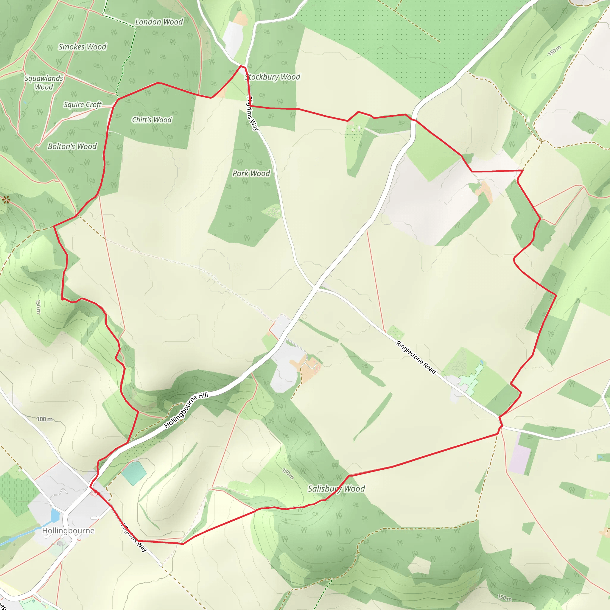 Ten Acres and Stockbury Wood Loop mobile static map