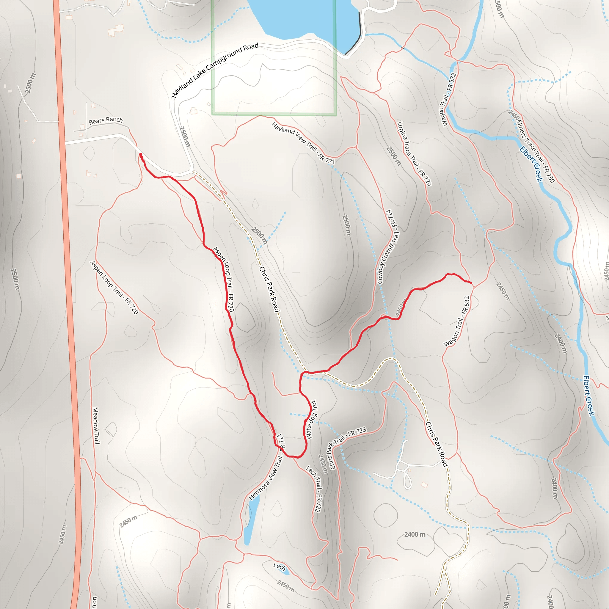 Waterdog Trot Trail via Aspen Loop Trail mobile static map