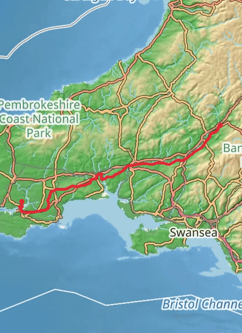 Carmarthenshire Road Cycling mobile static map