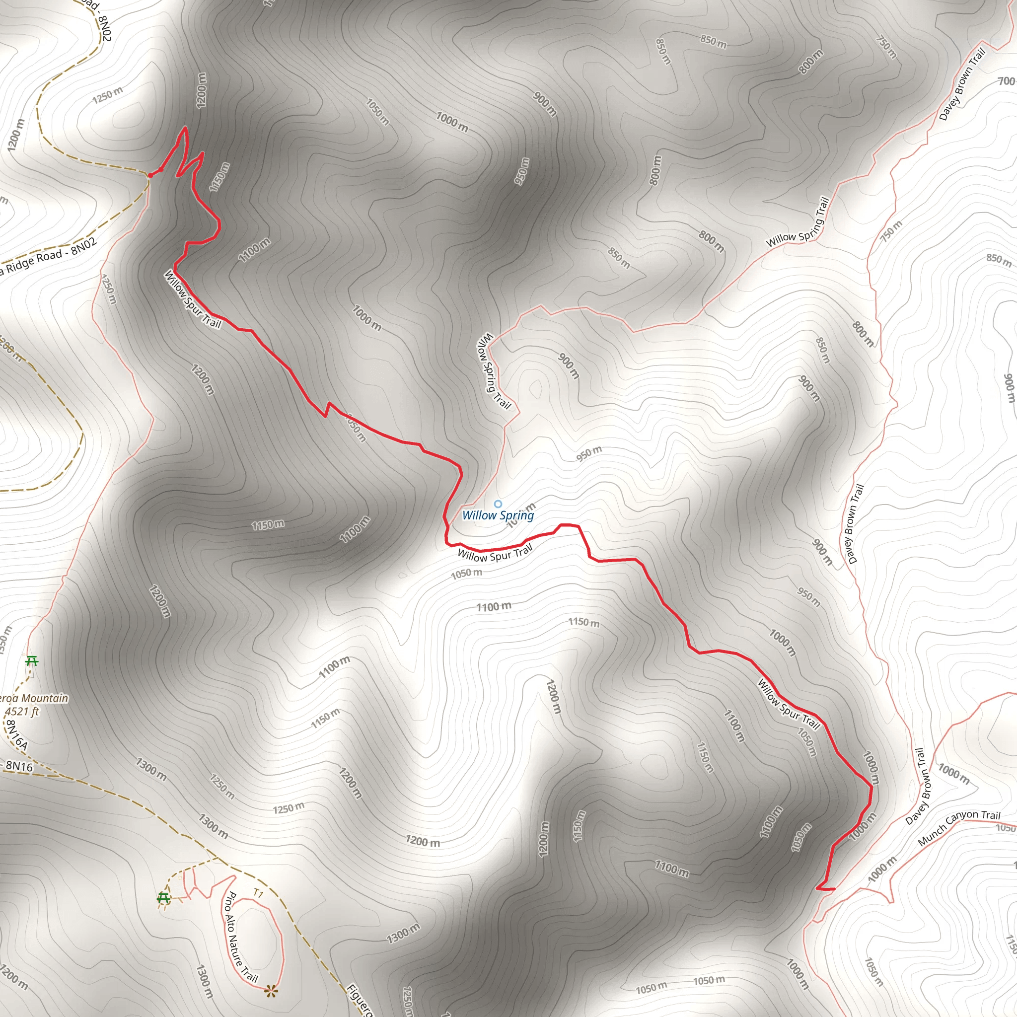 Willow Spur Trail mobile static map