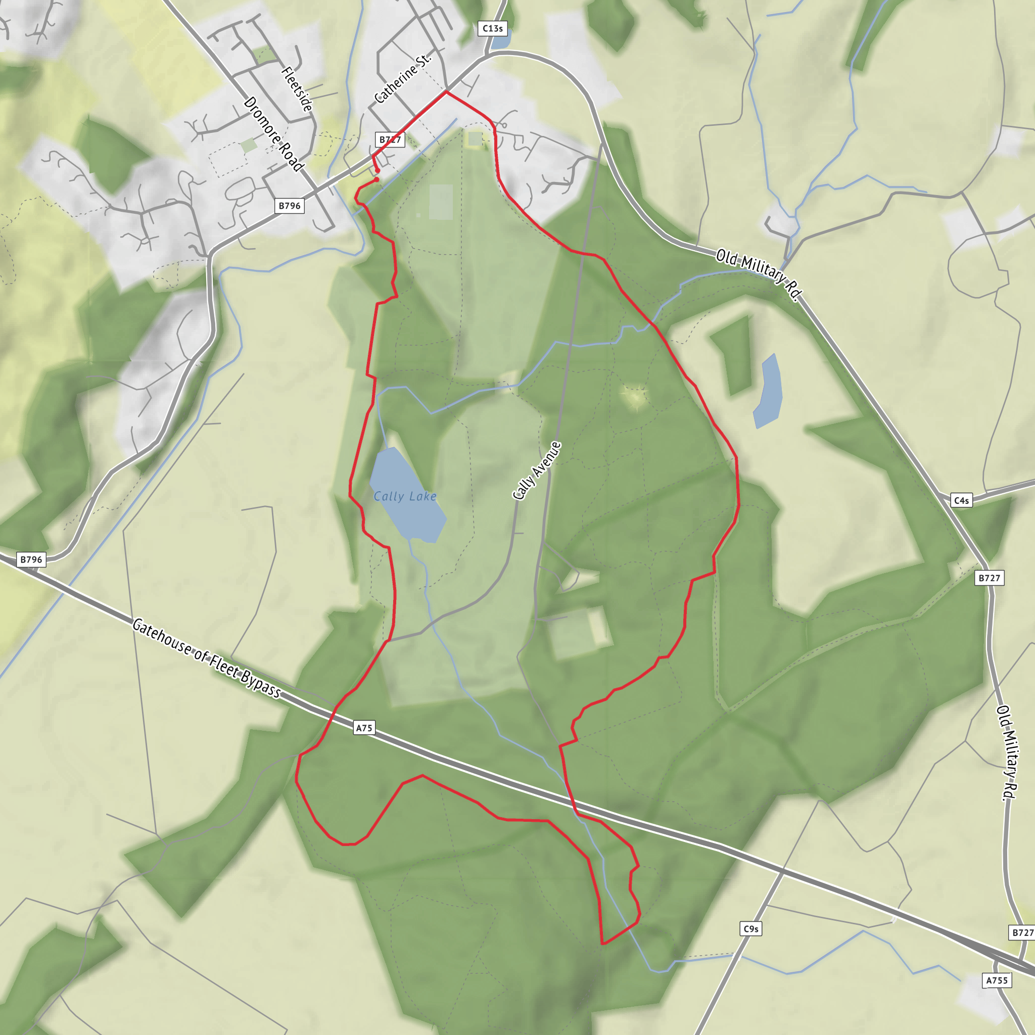 Cally Lake, Cally Palace and Temple Loop mobile static map