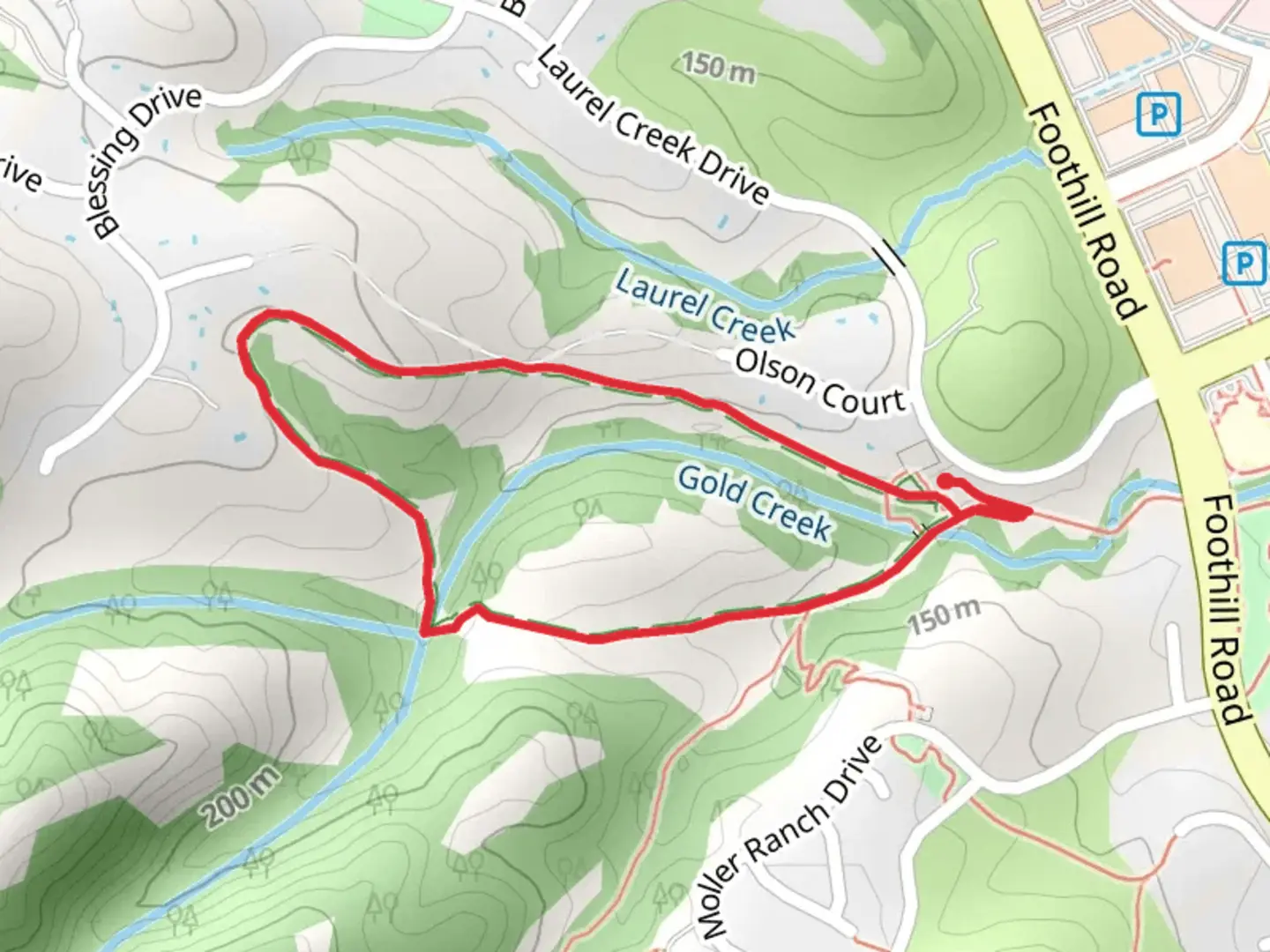 An image depicting the trail Gold Creek Loop and its surrounding area.