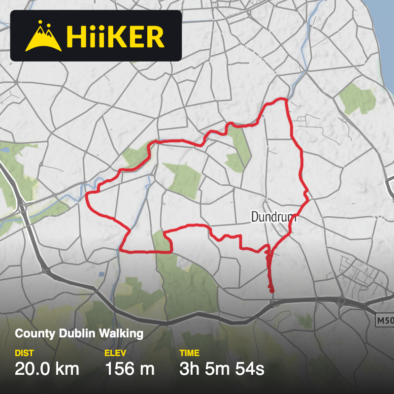 A map preview of the recording County Dublin Walking.